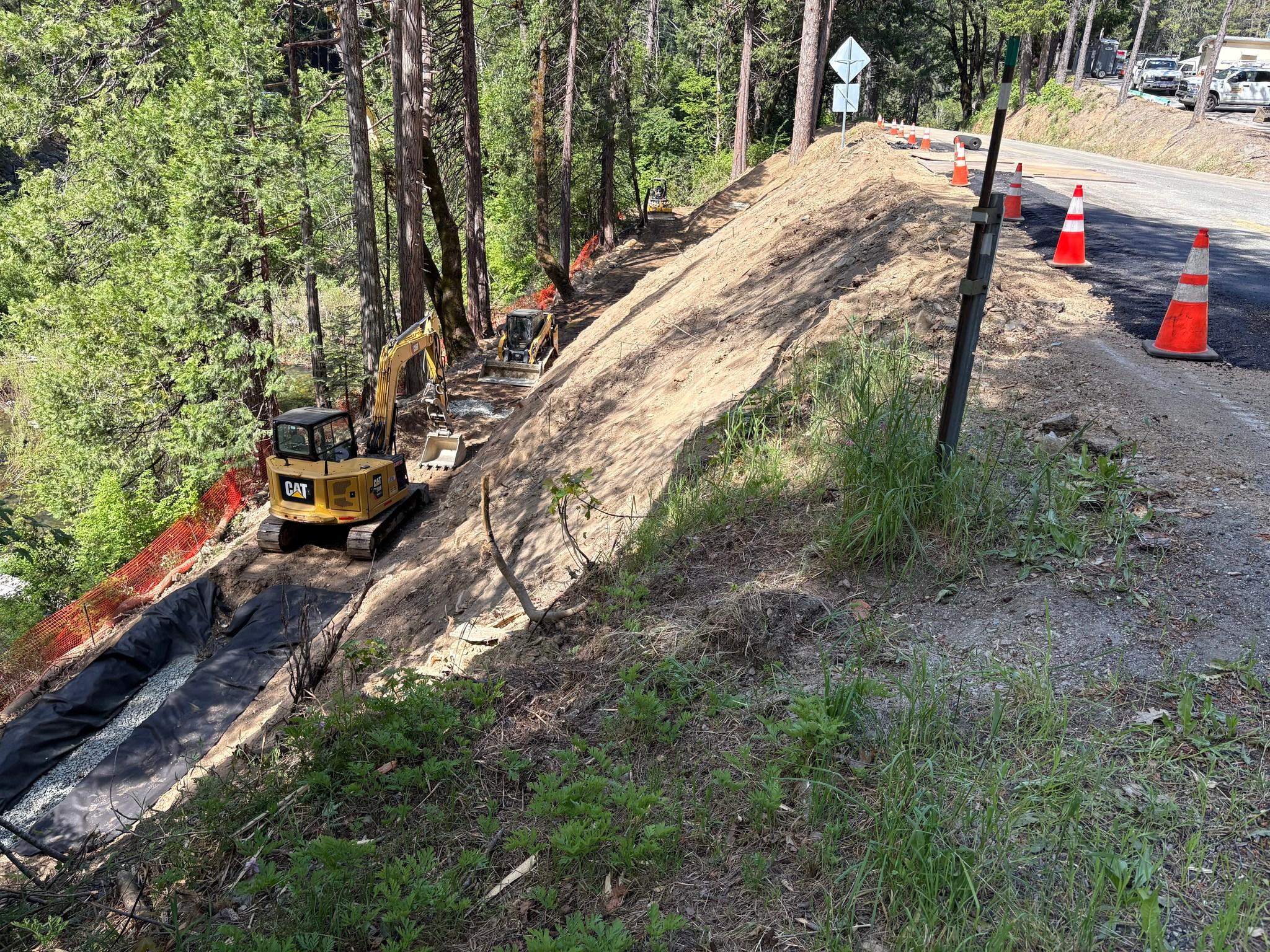 Roadwork next to the Downieville maintenance yard. Credit: Caltrans District 3.