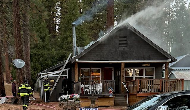 Firefighters respond to a chimney fire in Calpine. Photo by Nanci Davis.