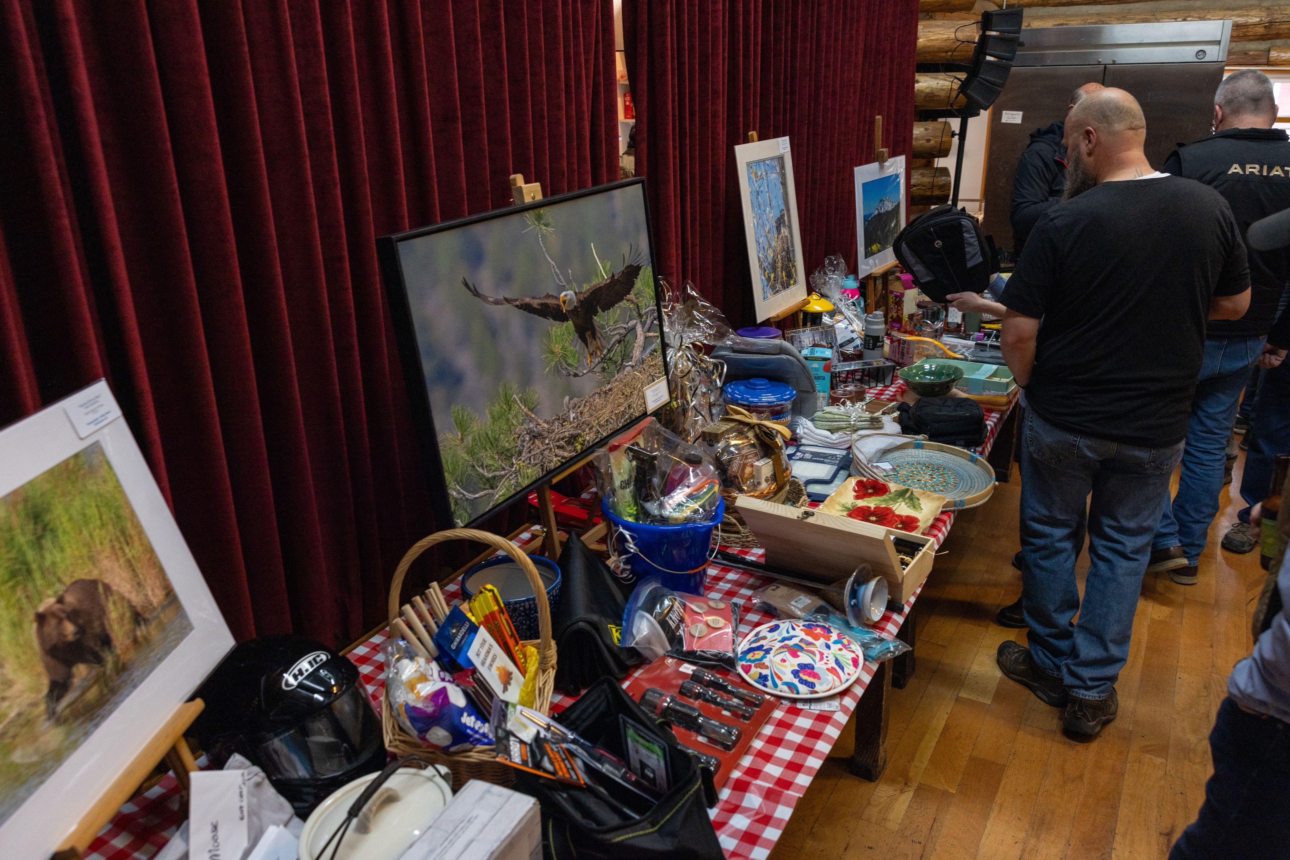 The copious selection of items to be raffled and auctioned