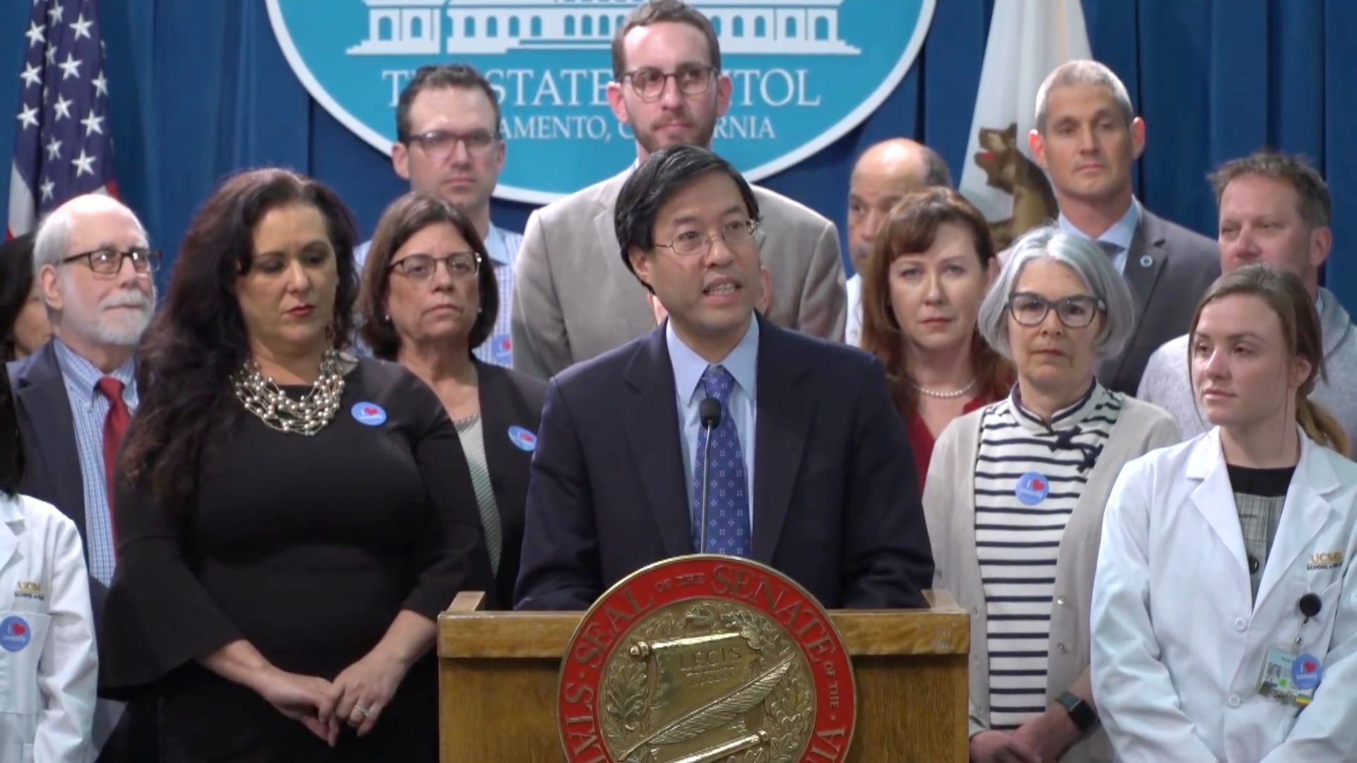Richard Pan announces a bill to standardize the vaccine medical exemption process for school children in 2019.