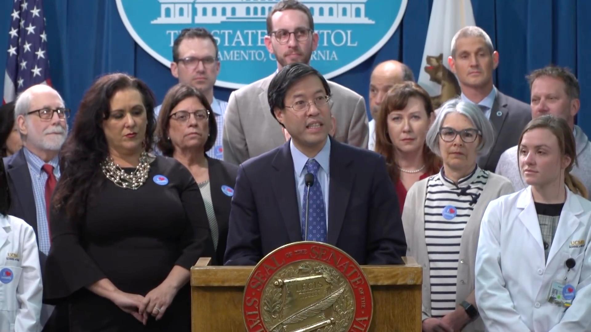 Richard Pan announces a bill to standardize the vaccine medical exemption process for school children in 2019.