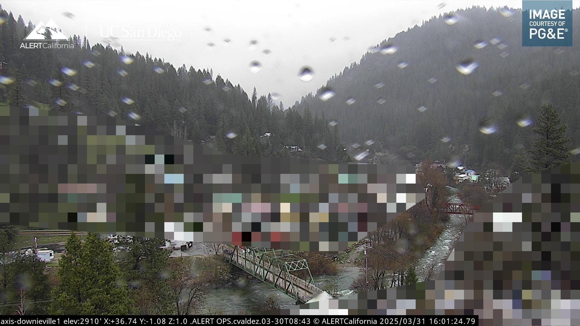 The publicly available camera view blurs businesses and residences.