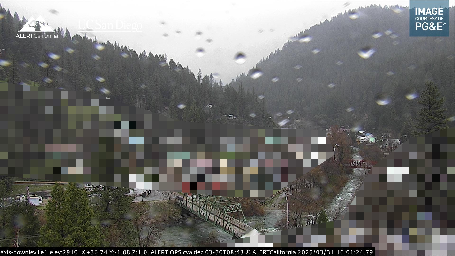 The publicly available camera view blurs businesses and residences.