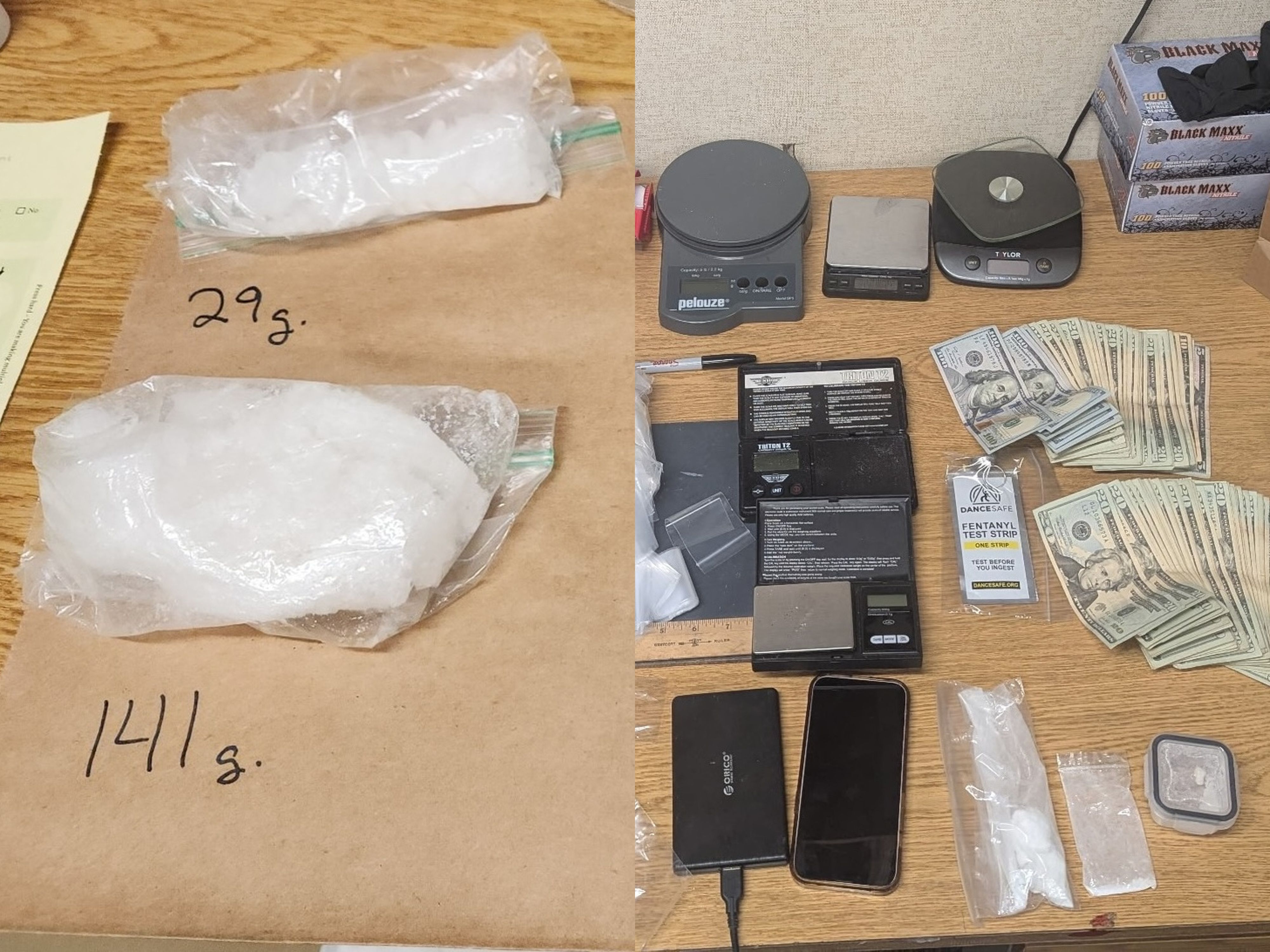 Pictures of drugs and paraphernalia recovered in March arrests shared by the Plumas County Sheriff’s Office.