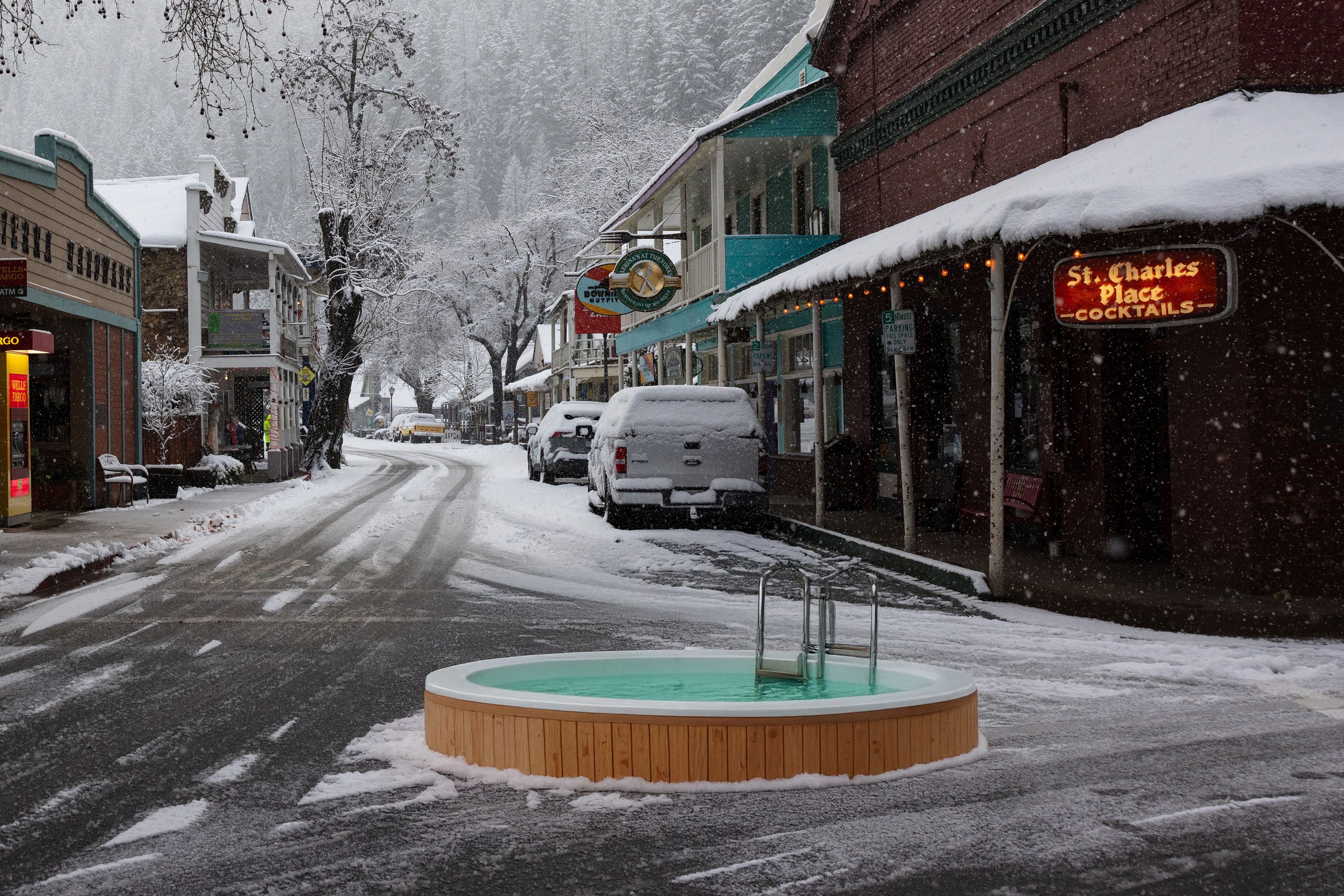 Soon, traffic will be diverted around a hot tub placed directly outside the St. Charles.