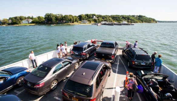 Cars on the ferry.