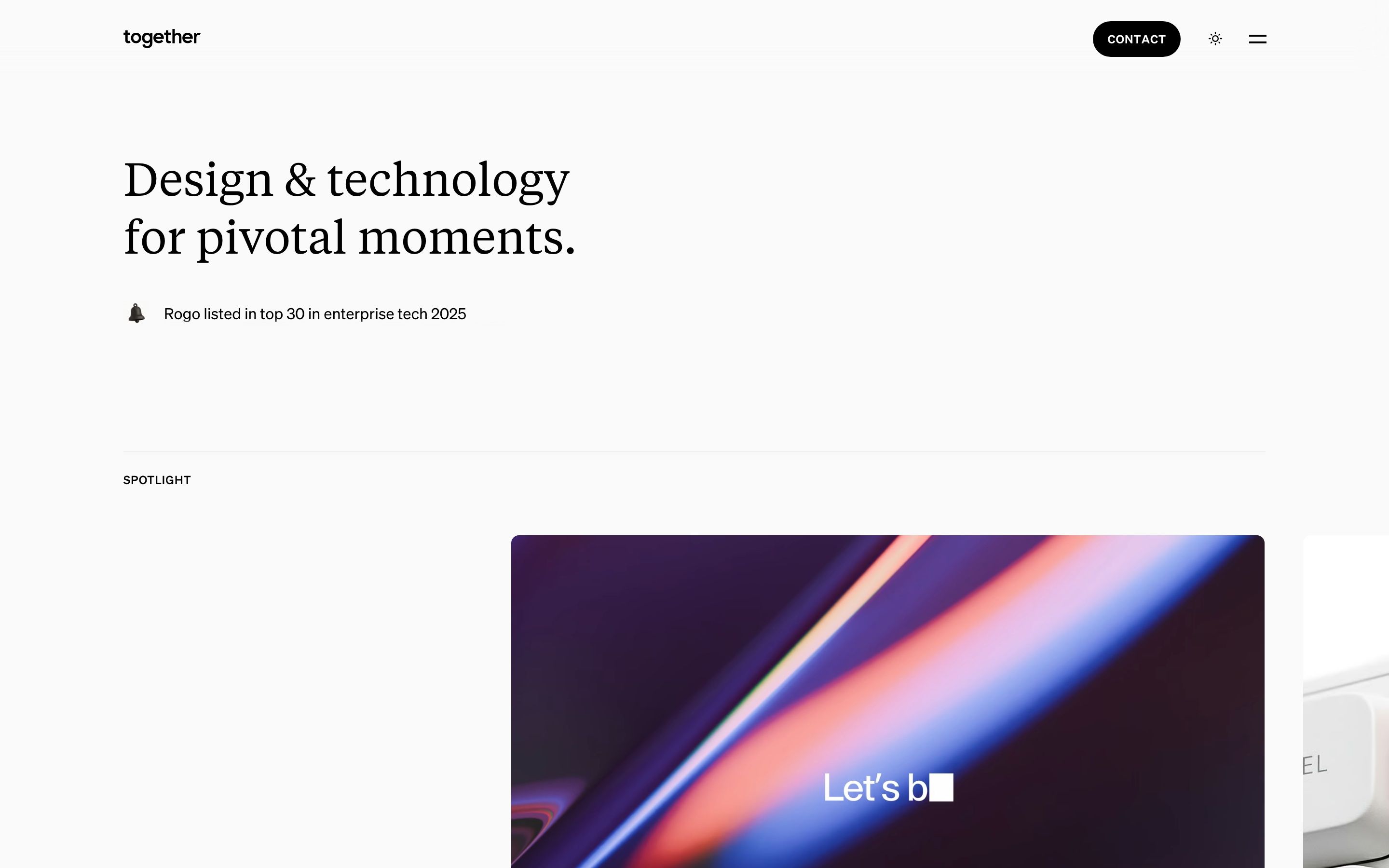 Together homepage hero (together.agency), captured October 22, 2026