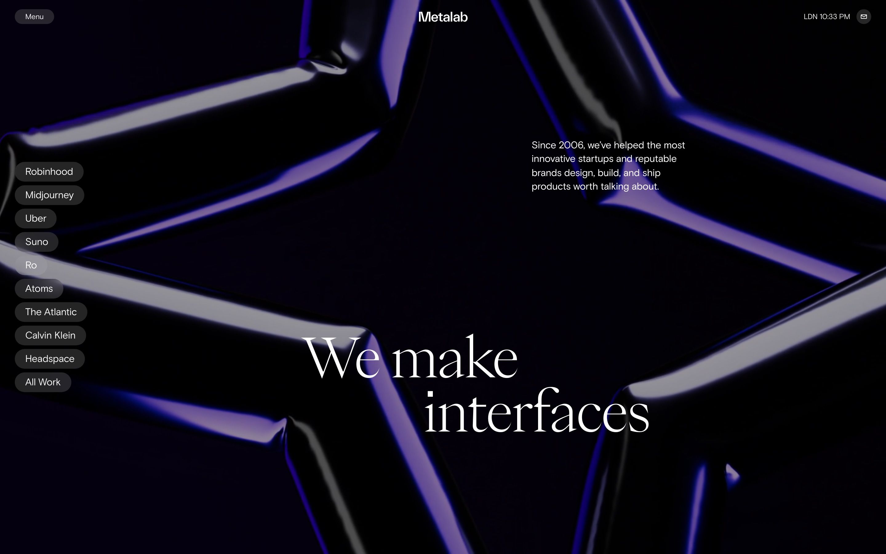 MetaLab homepage hero (metalab.com), captured September 25, 2026