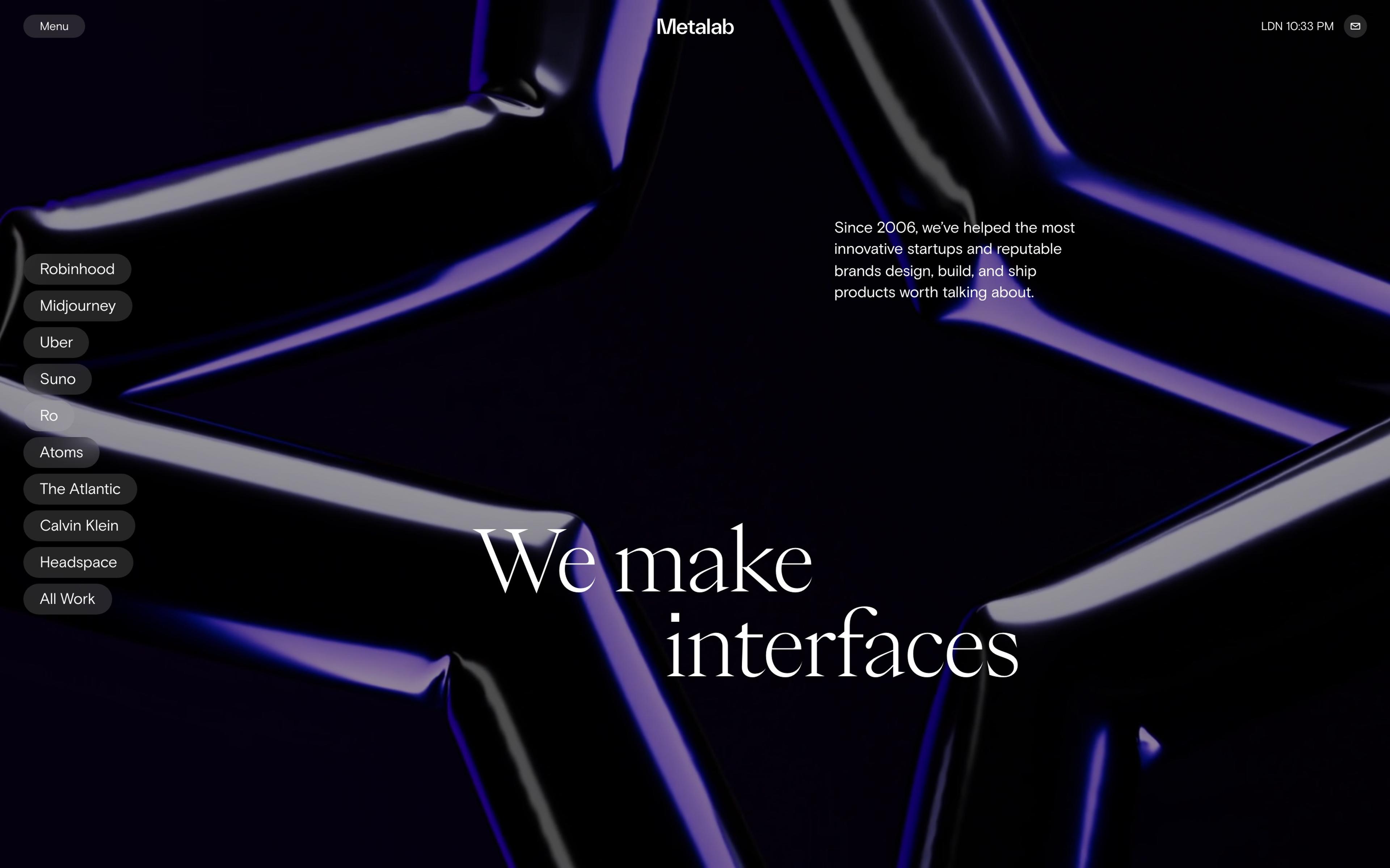MetaLab homepage hero (metalab.com), captured September 25, 2026