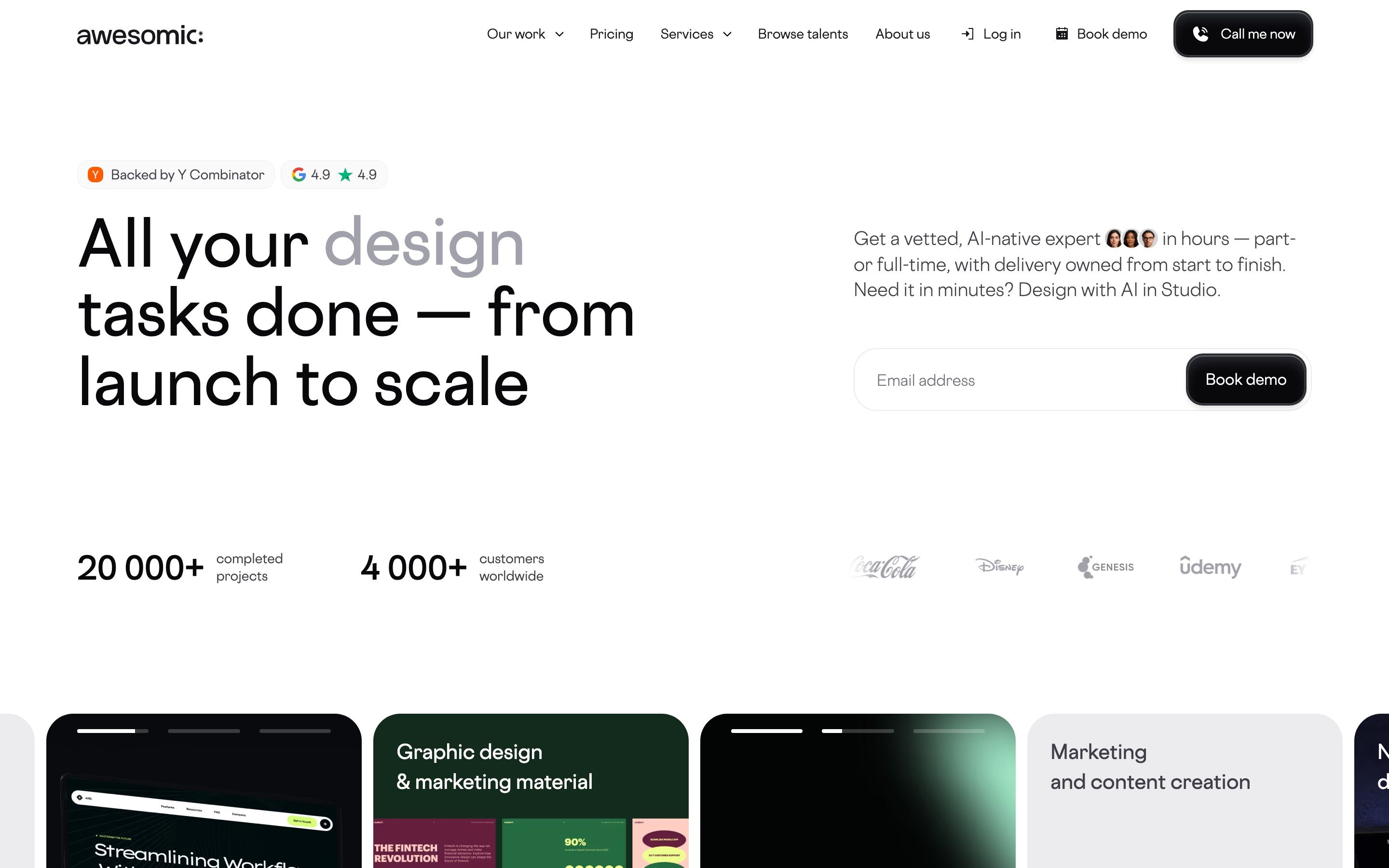 Awesomic homepage hero (awesomic.com), captured September 25, 2026