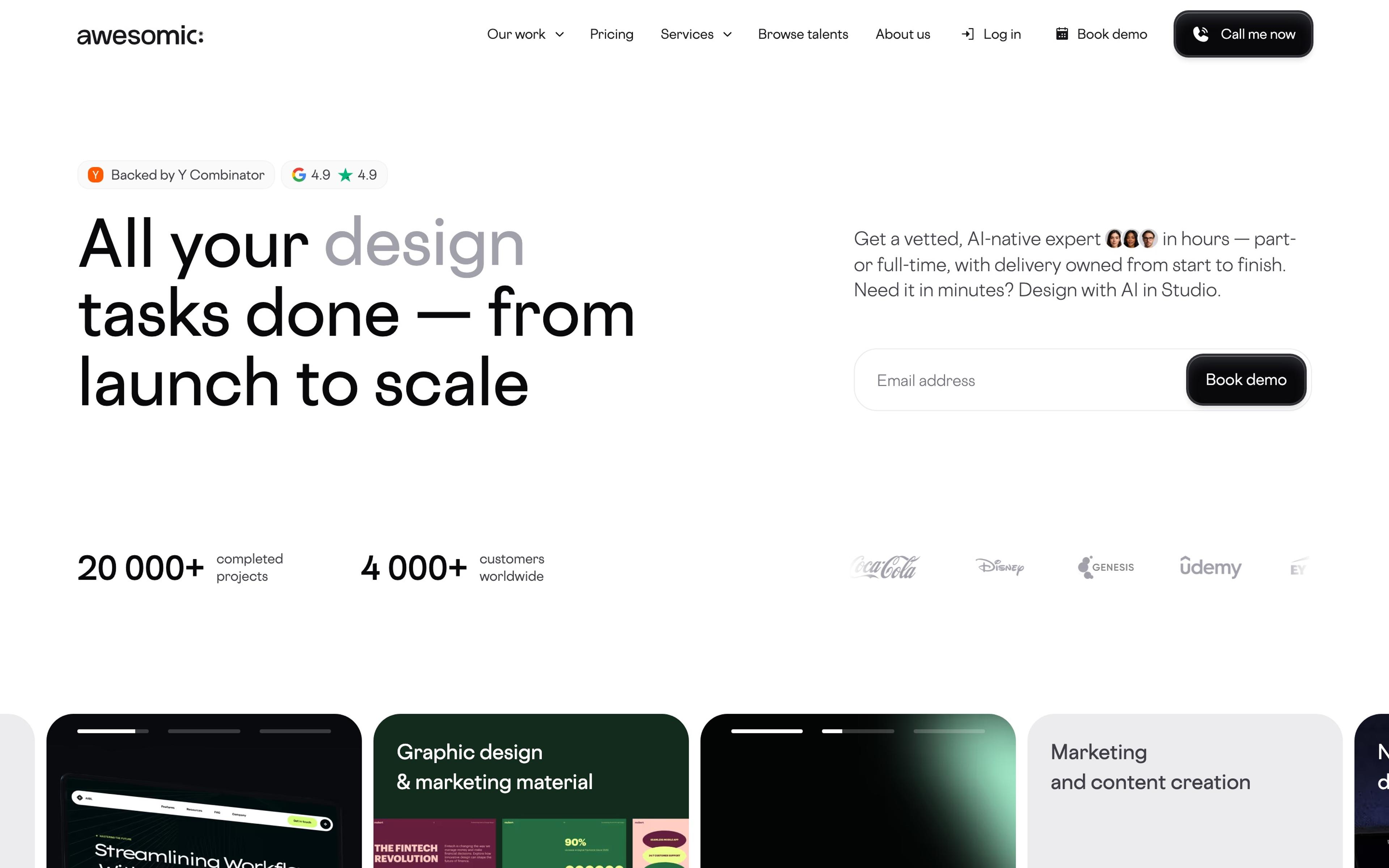 Awesomic homepage hero (awesomic.com), captured September 25, 2026