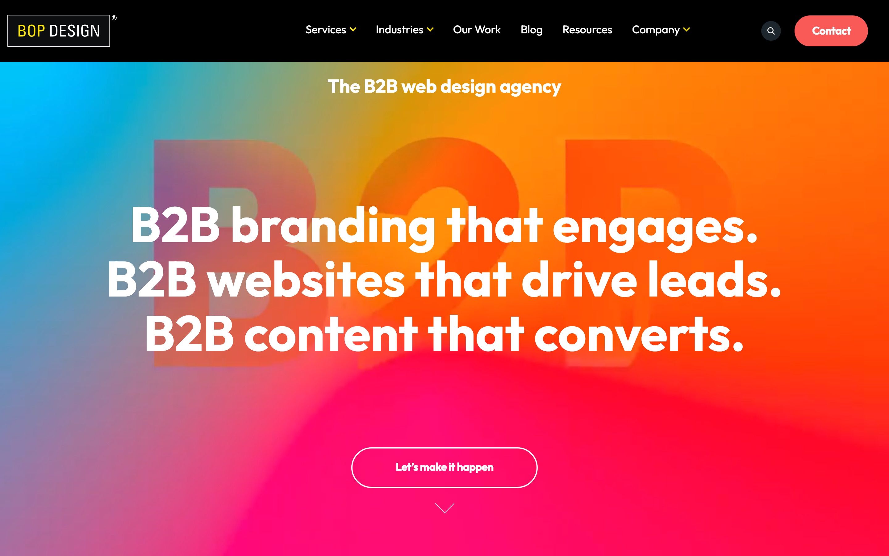 Bop Design homepage hero (bopdesign.com), captured September 25, 2026