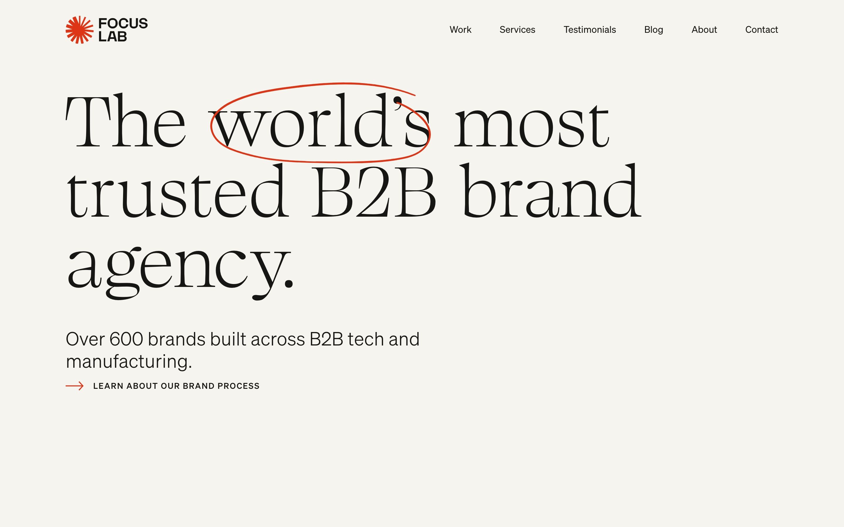 Focus Lab homepage hero (focuslab.agency), captured September 25, 2026