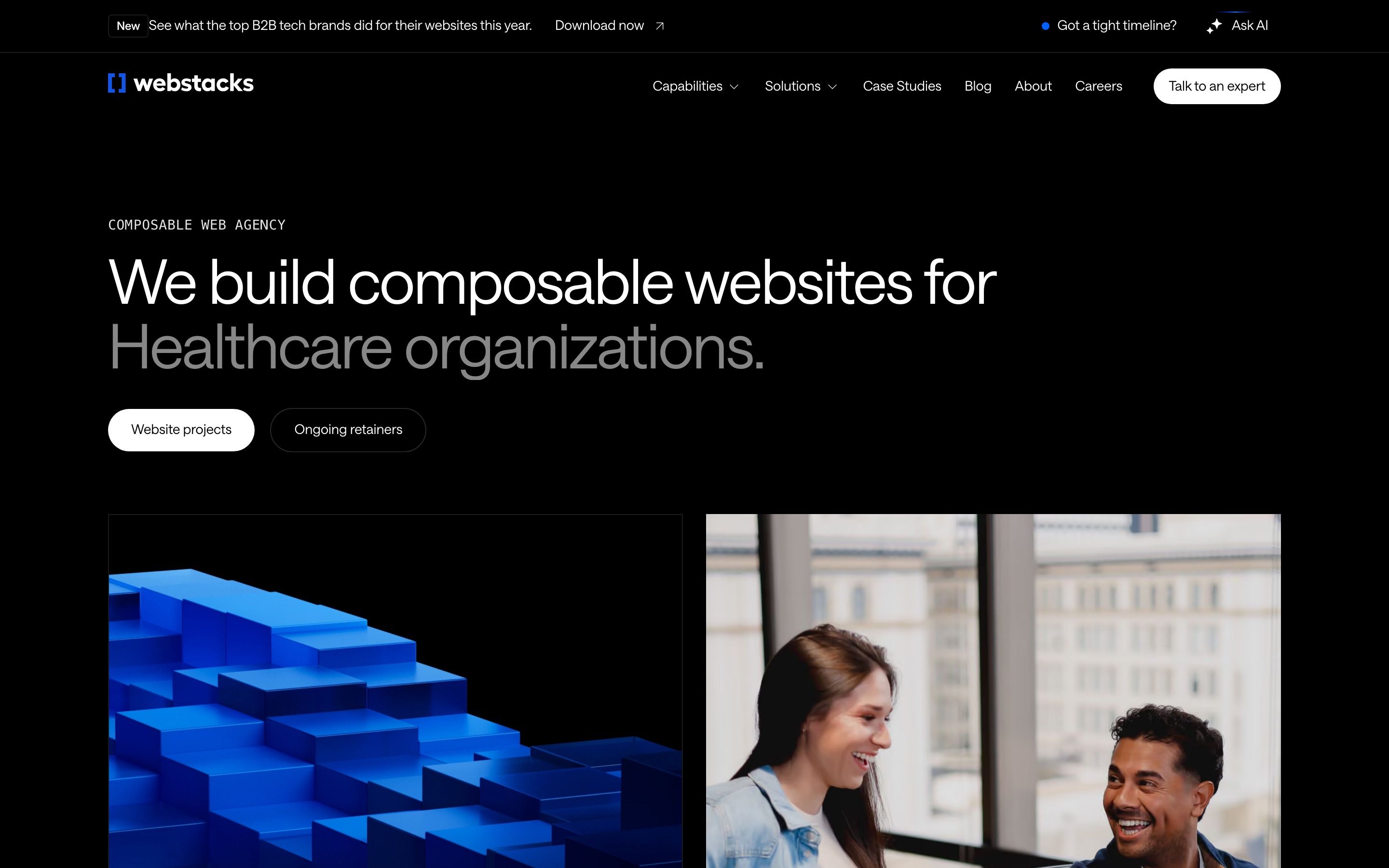 Webstacks homepage hero (webstacks.com), captured September 25, 2026
