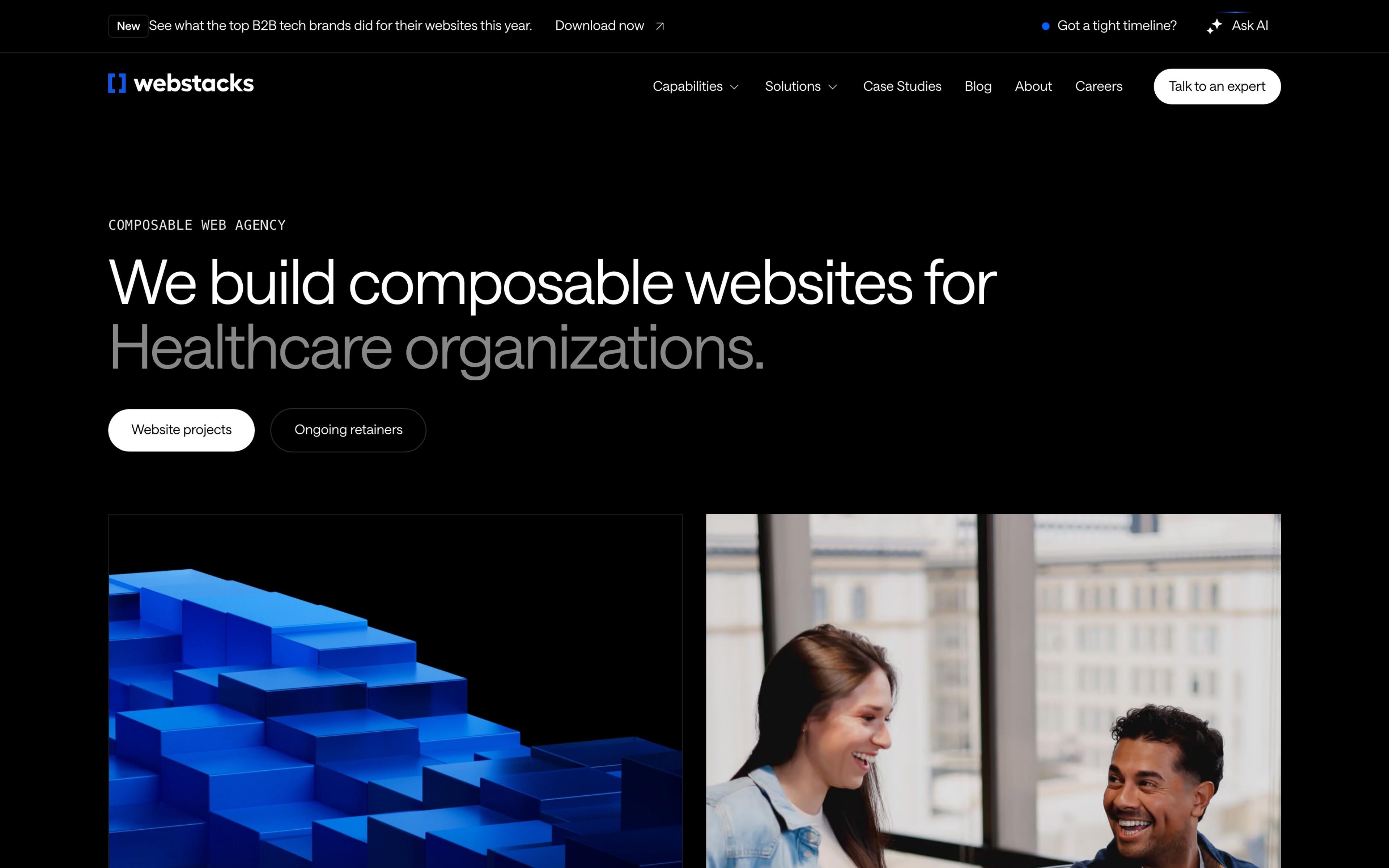 Webstacks homepage hero (webstacks.com), captured September 25, 2026