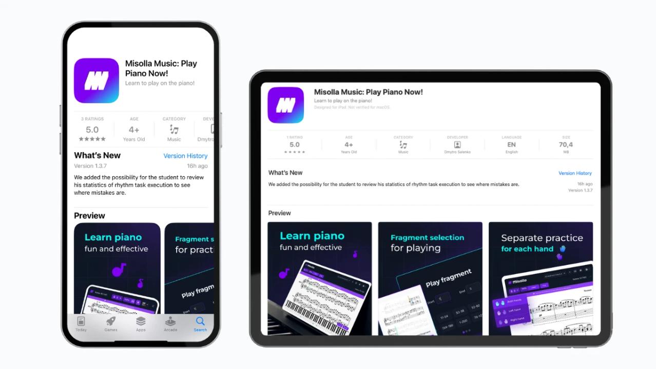 Misolla Music availability in App Store