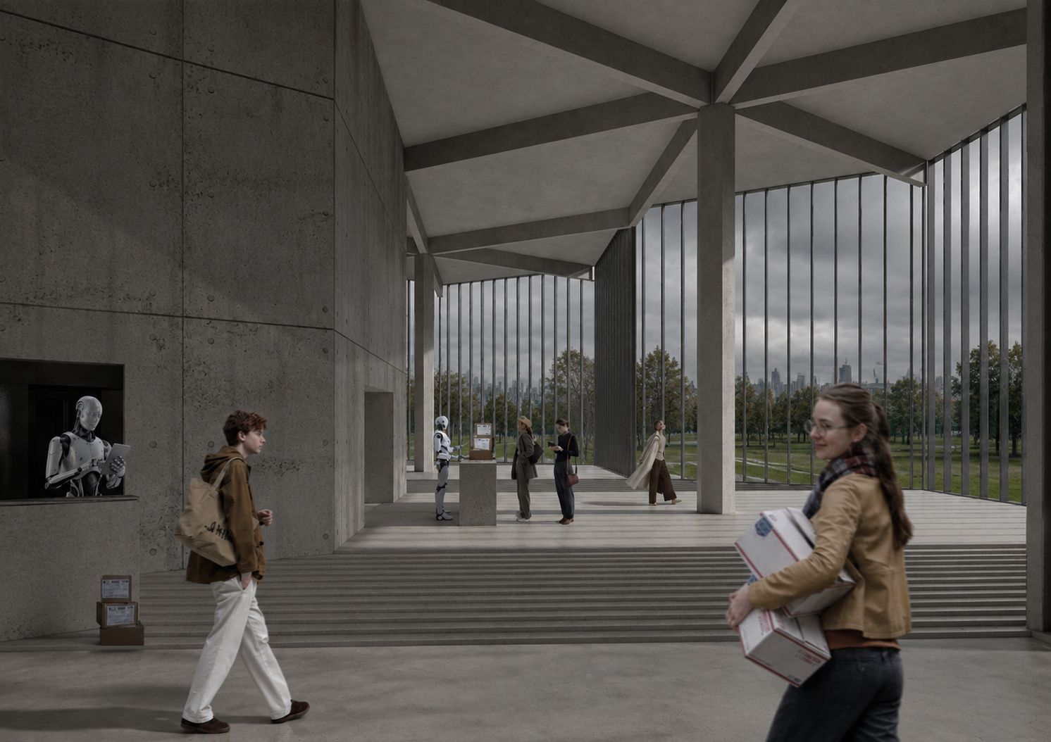 Public ground-floor perspective for Bresso Airport.