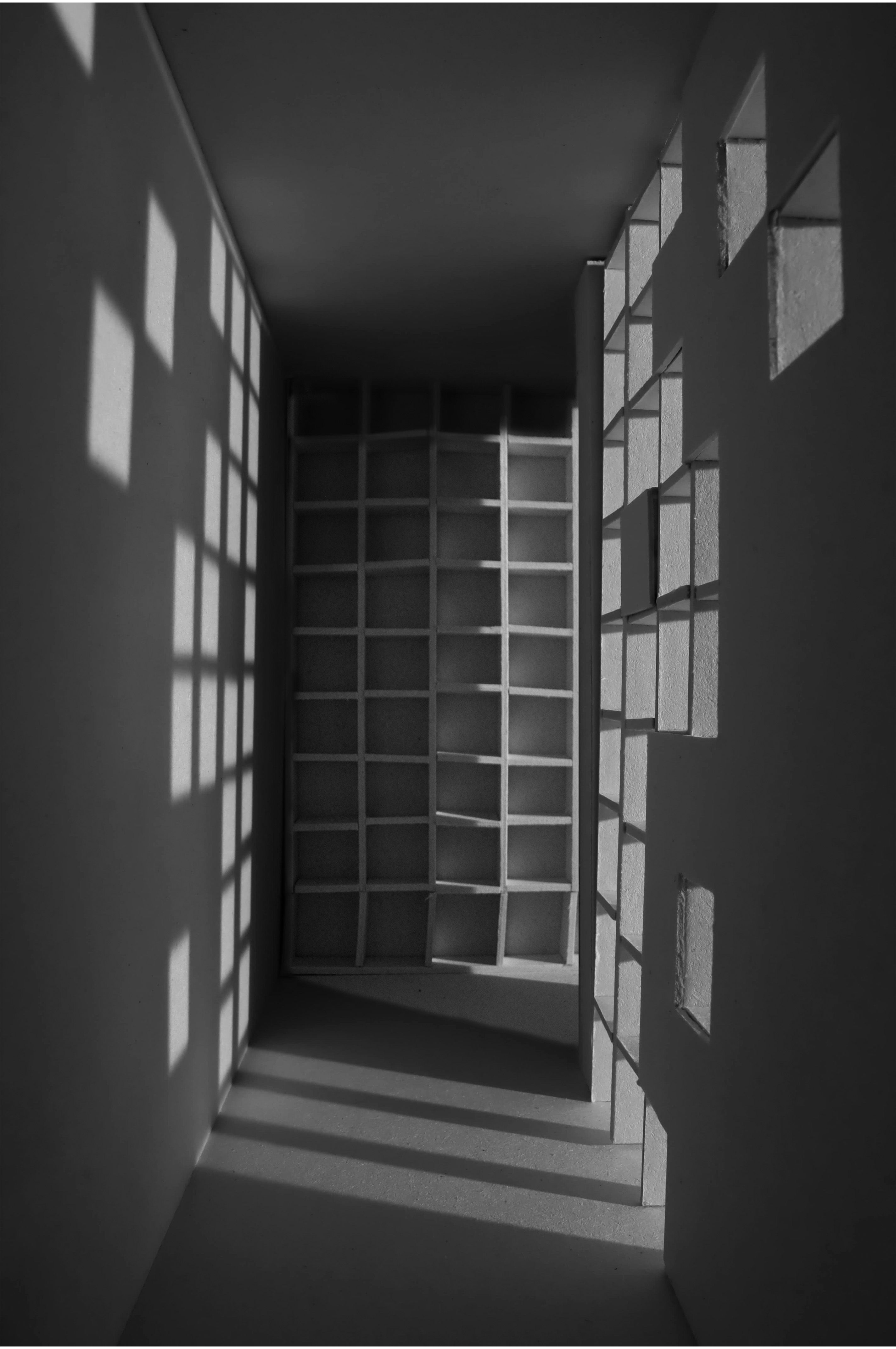 Light study within the library for City Library.