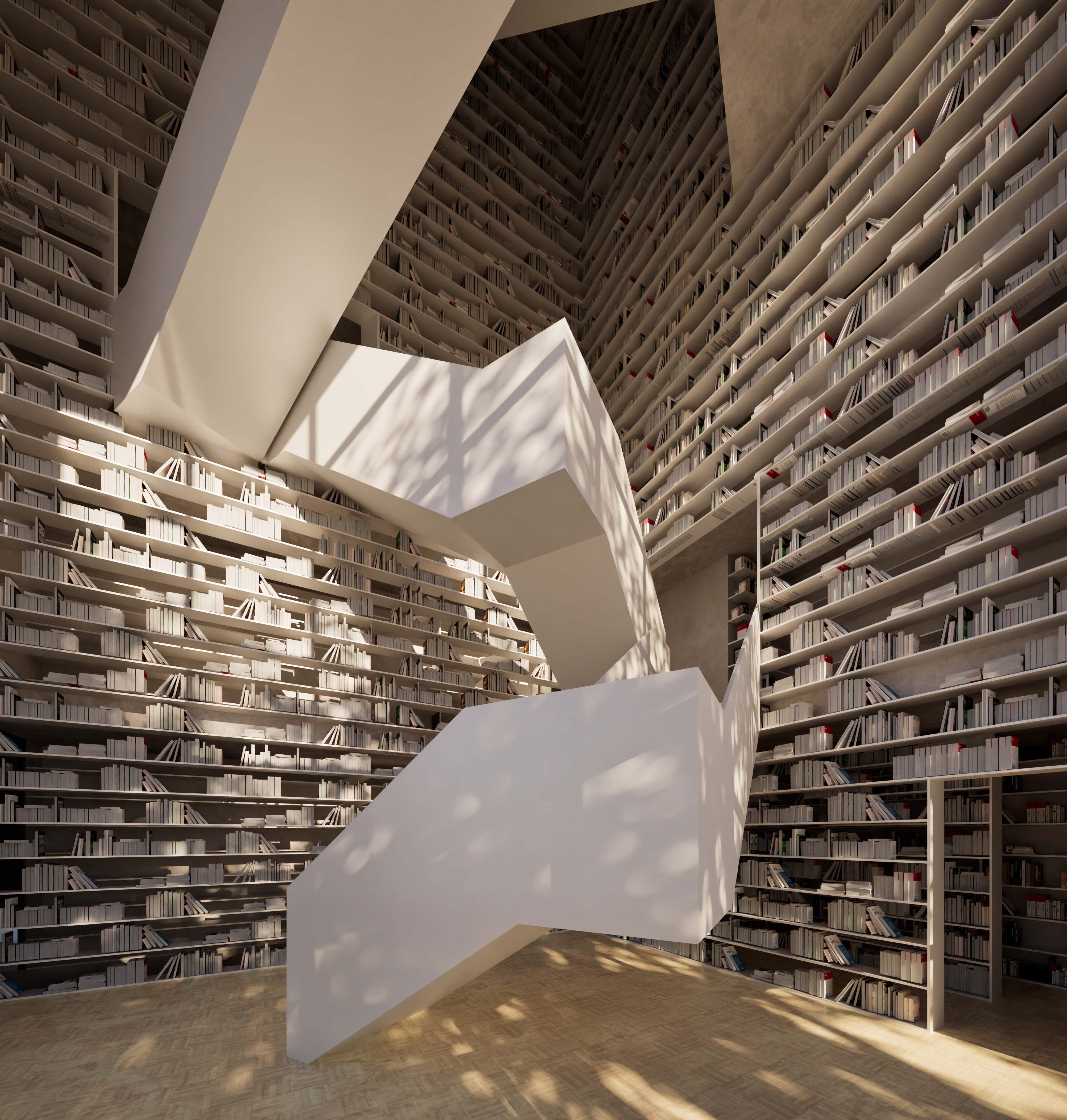 Interior of the inhabitable book wall