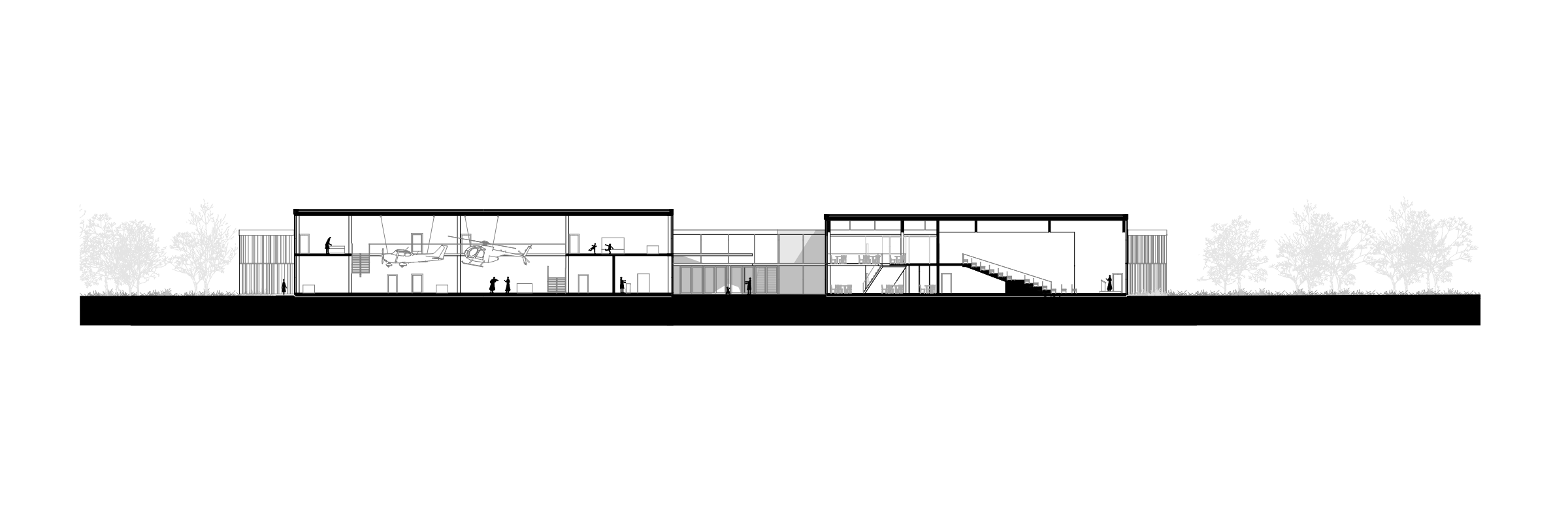 Research centre section B-B, 1:200 for Bresso Airport.