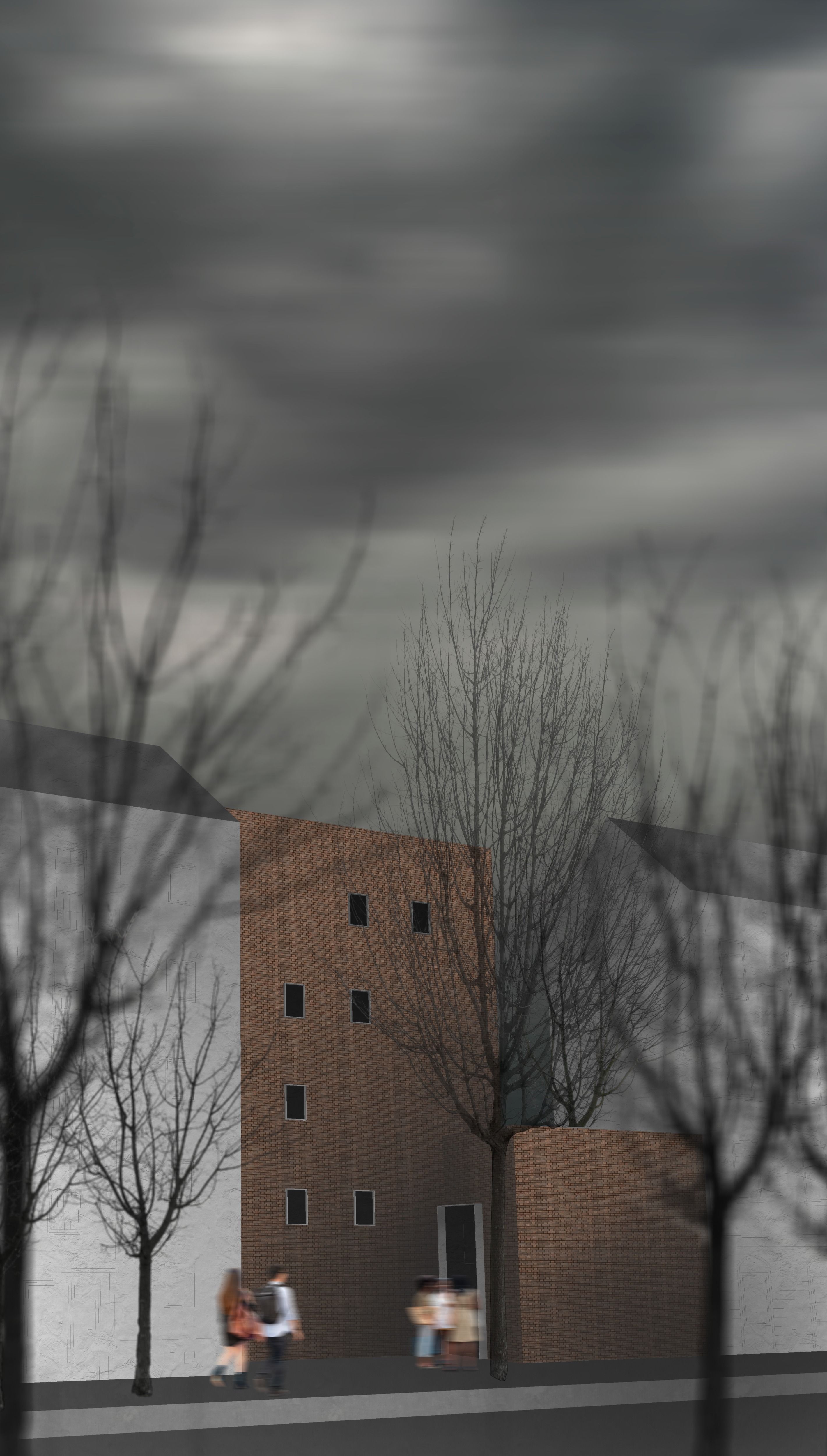 Exterior perspective from the street for City Library.