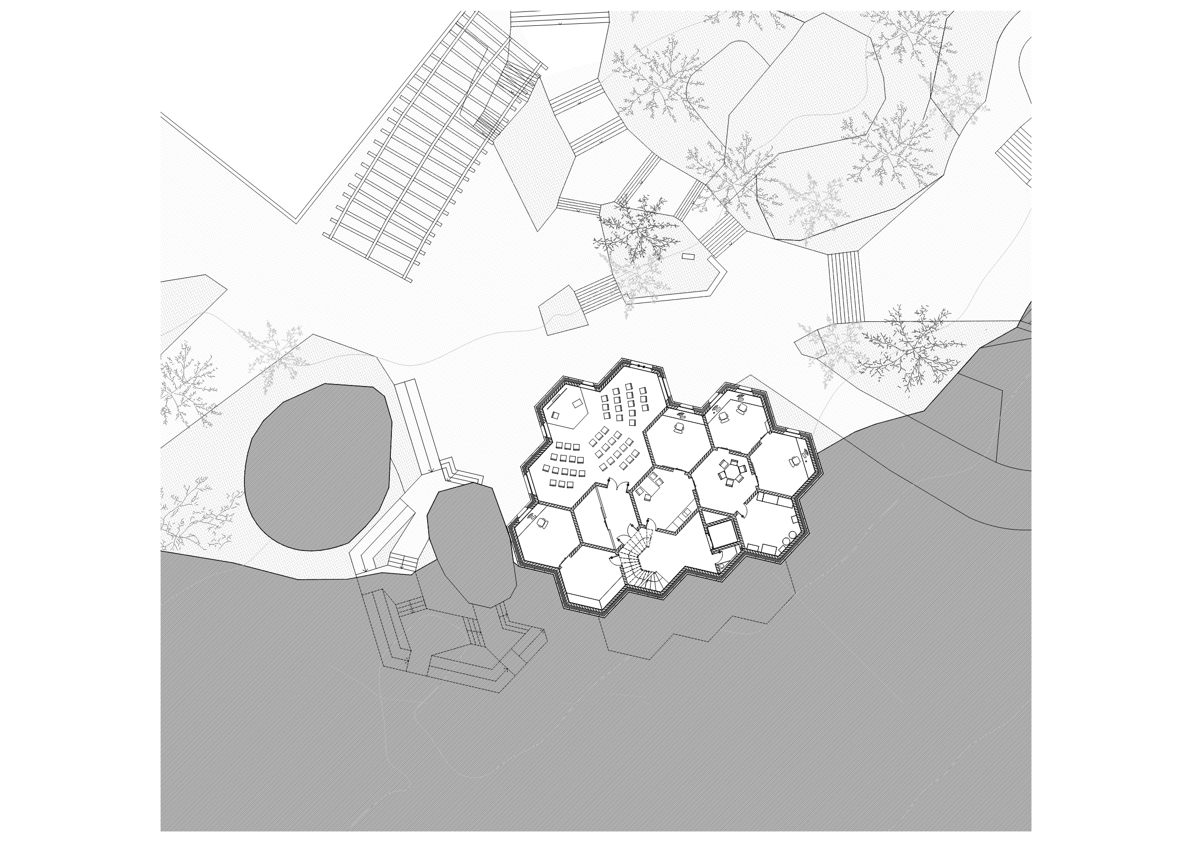 Ground floor plan, 1:100 for Felseck.