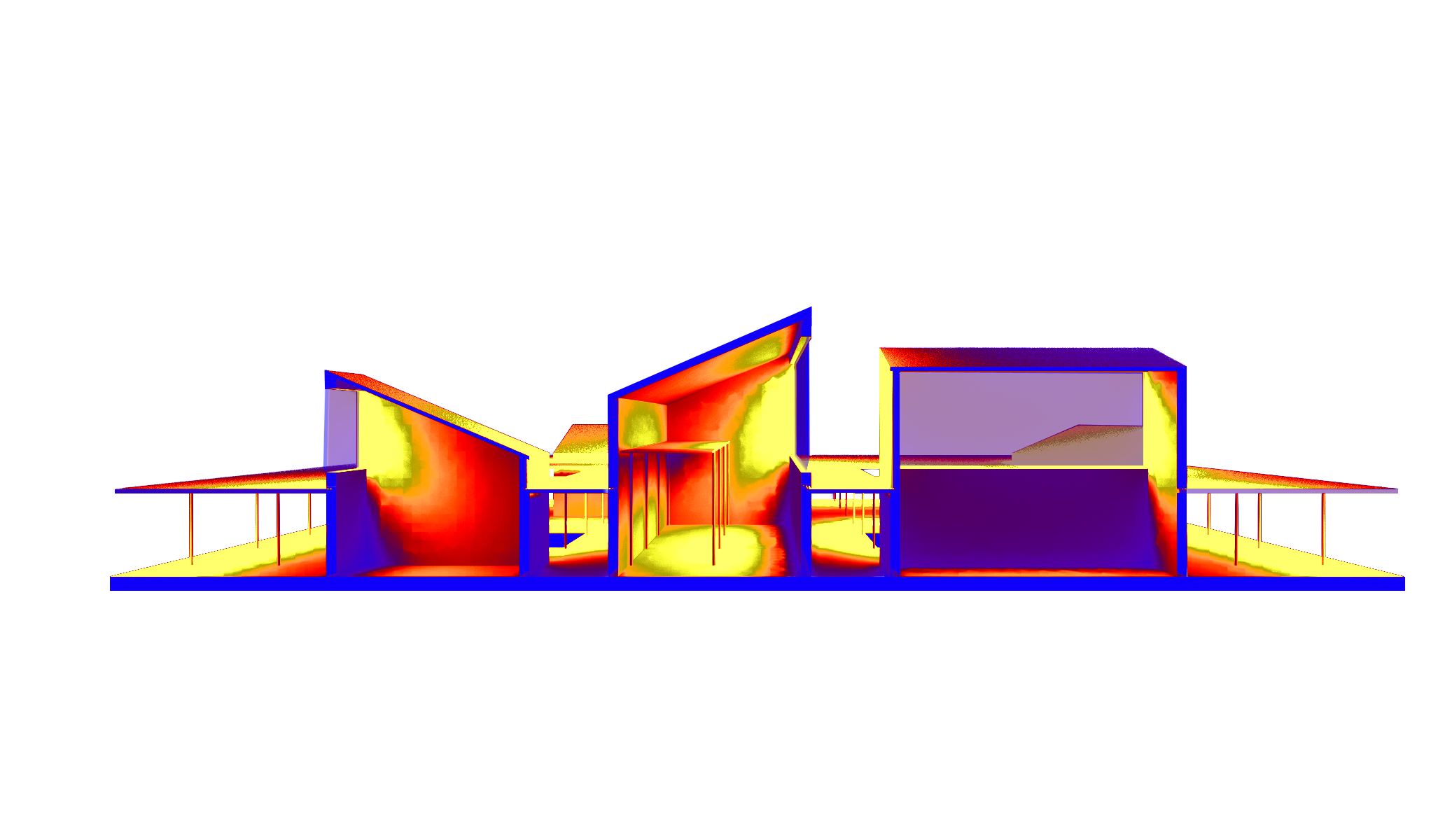 Daylight analysis through the building section for Study Space.