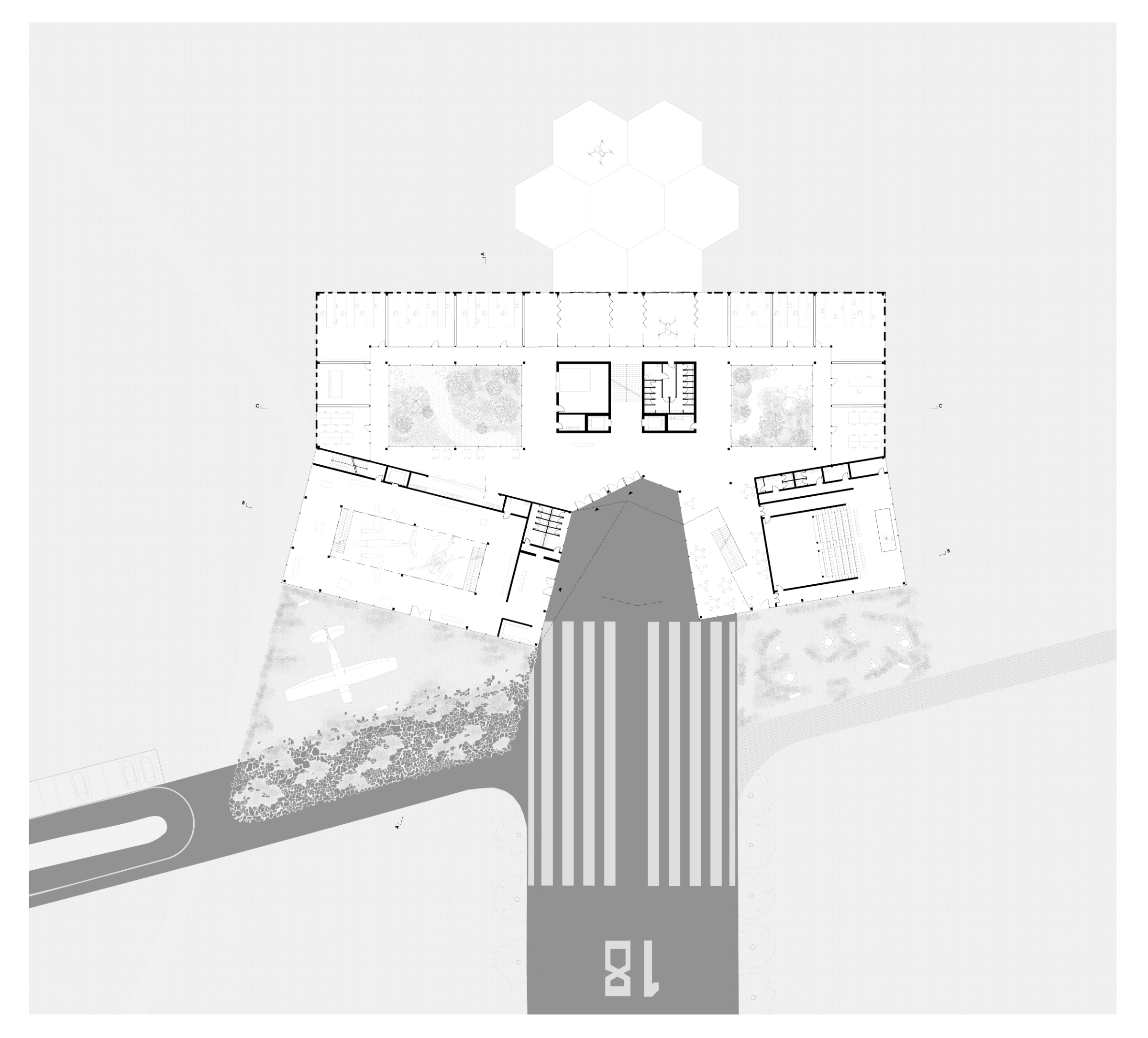 Research centre ground-floor plan, 1:200 for Bresso Airport.