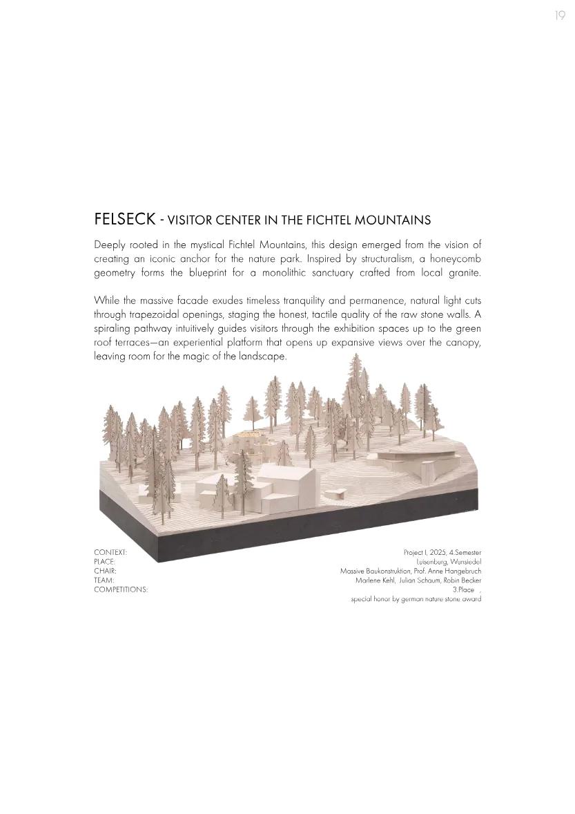 Nature Parc Centre project presentation with plans and material studies