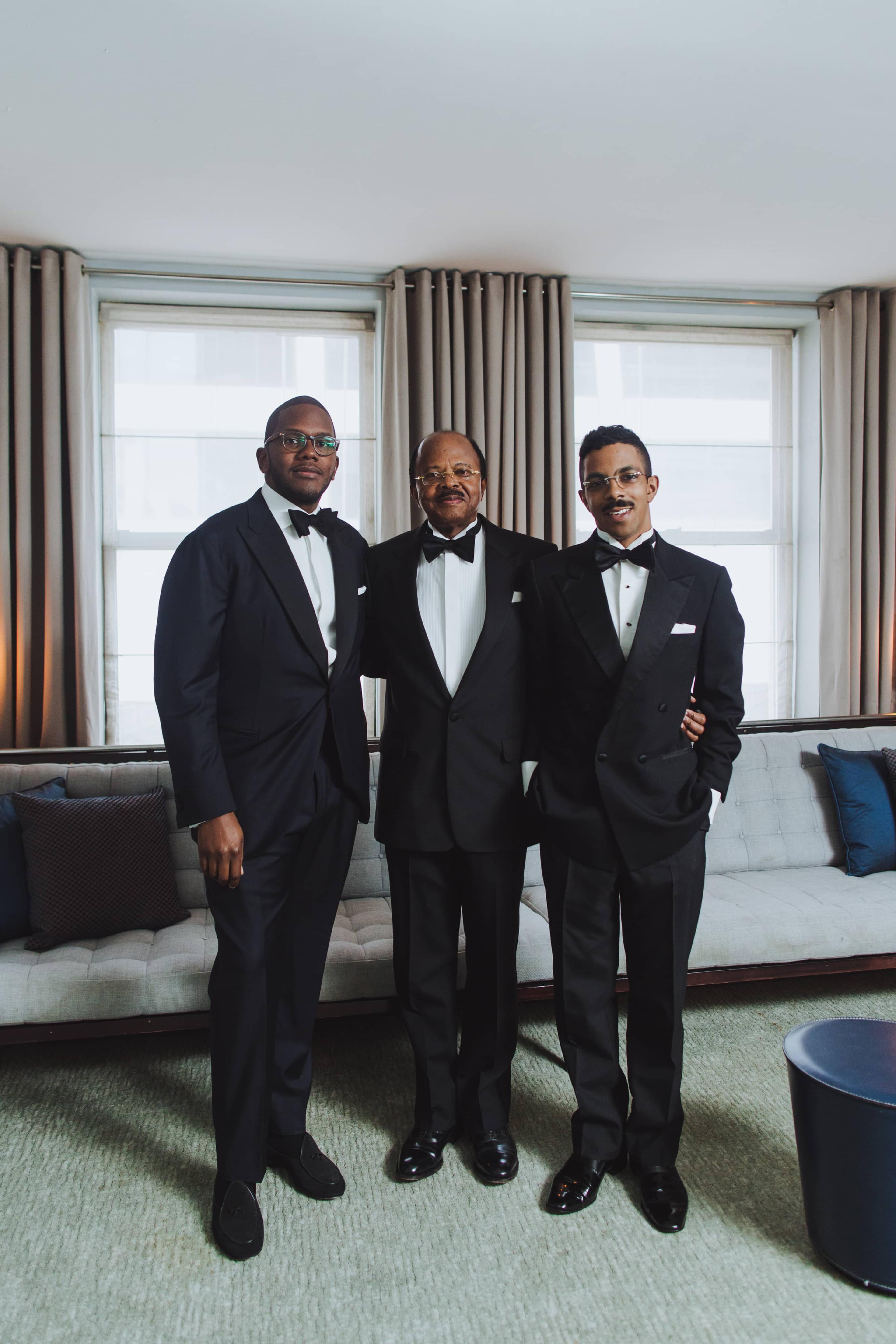 LOUIS JOACHIM WITH HIS FATHER LOUIS JOACHIM SR. AND BROTHER ALI JOACHIM.
