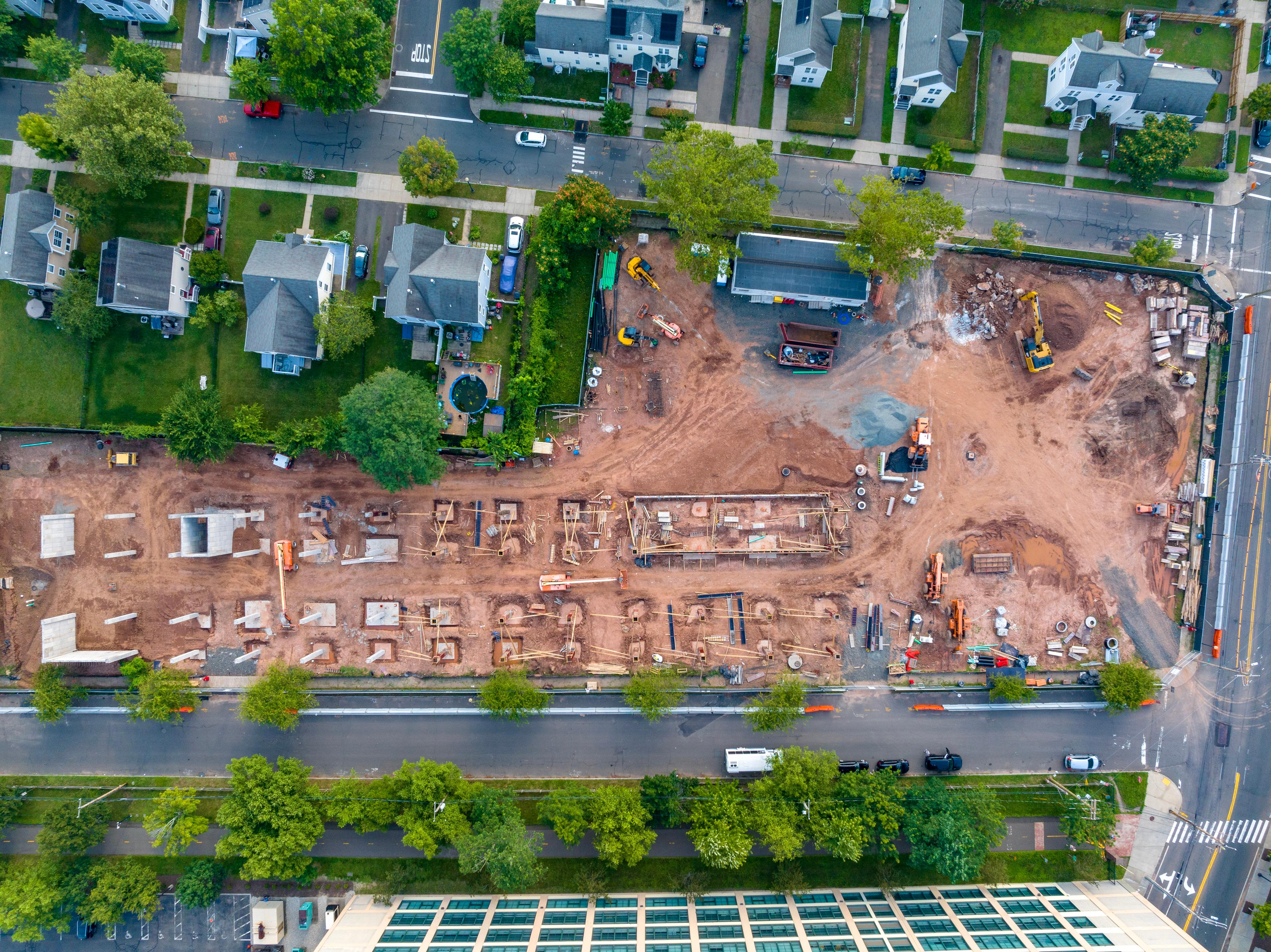 An overhead view of The Residences at Canal project in New Haven