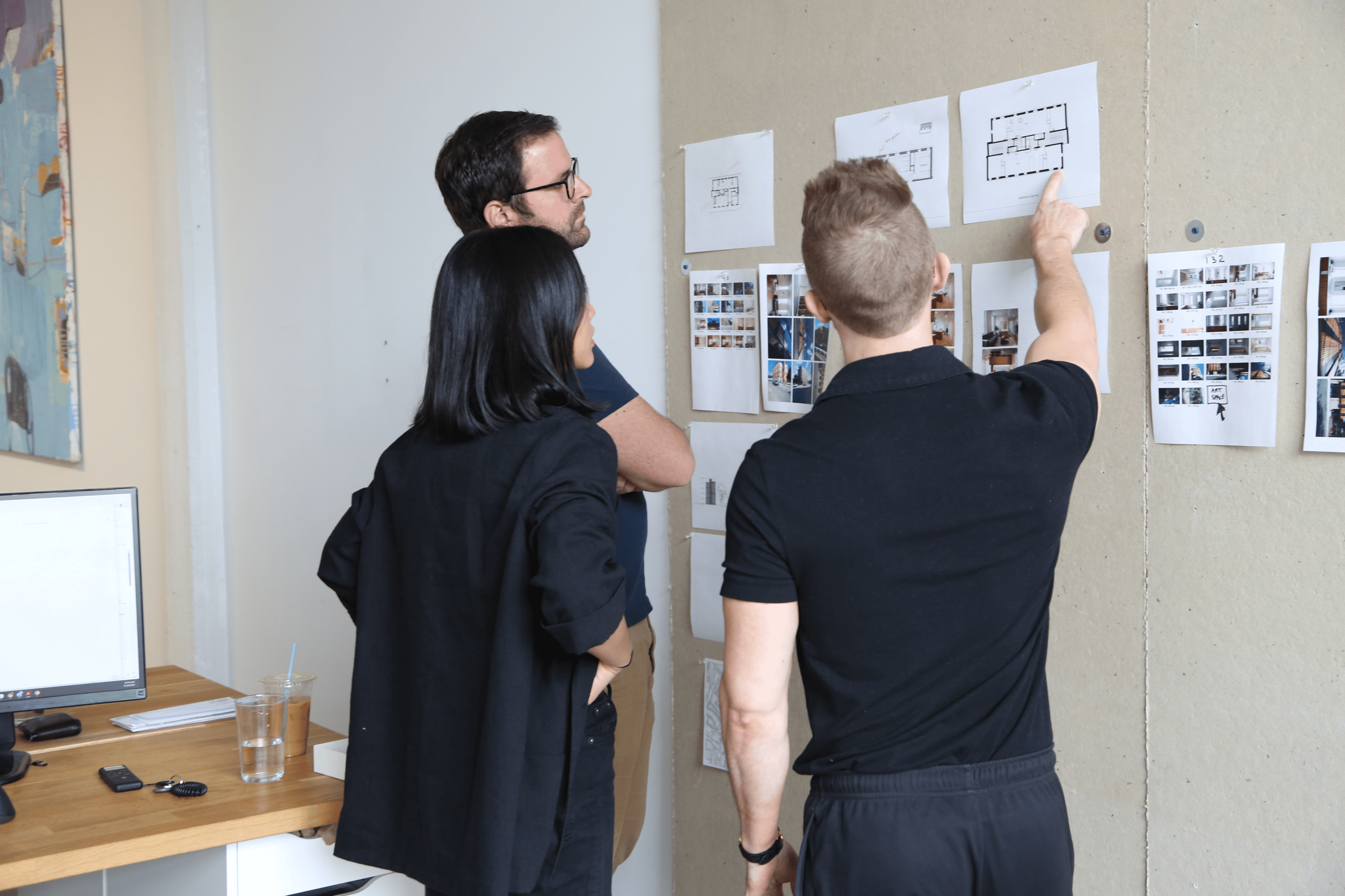 PRIMARY PARTNERS (FROM LEFT TO RIGHT) STEVEN MEYER, JENNY SHEN, WYATT KOMARIN IN THEIR BROOKLYN OFFICE.