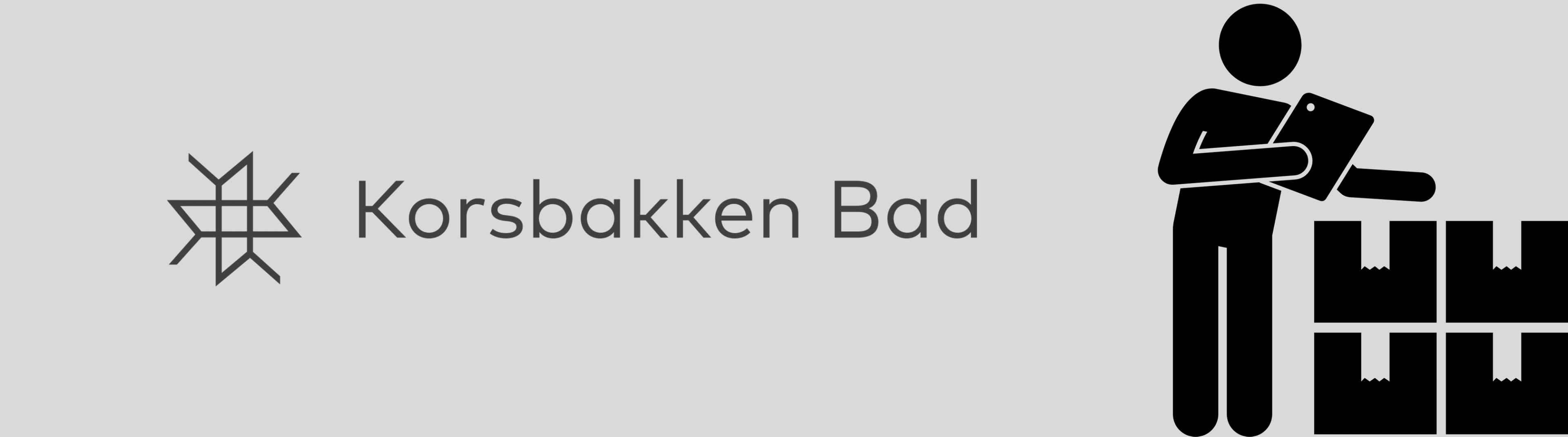 Logo av Korsbakken bad og illustrasjon av lagertelling