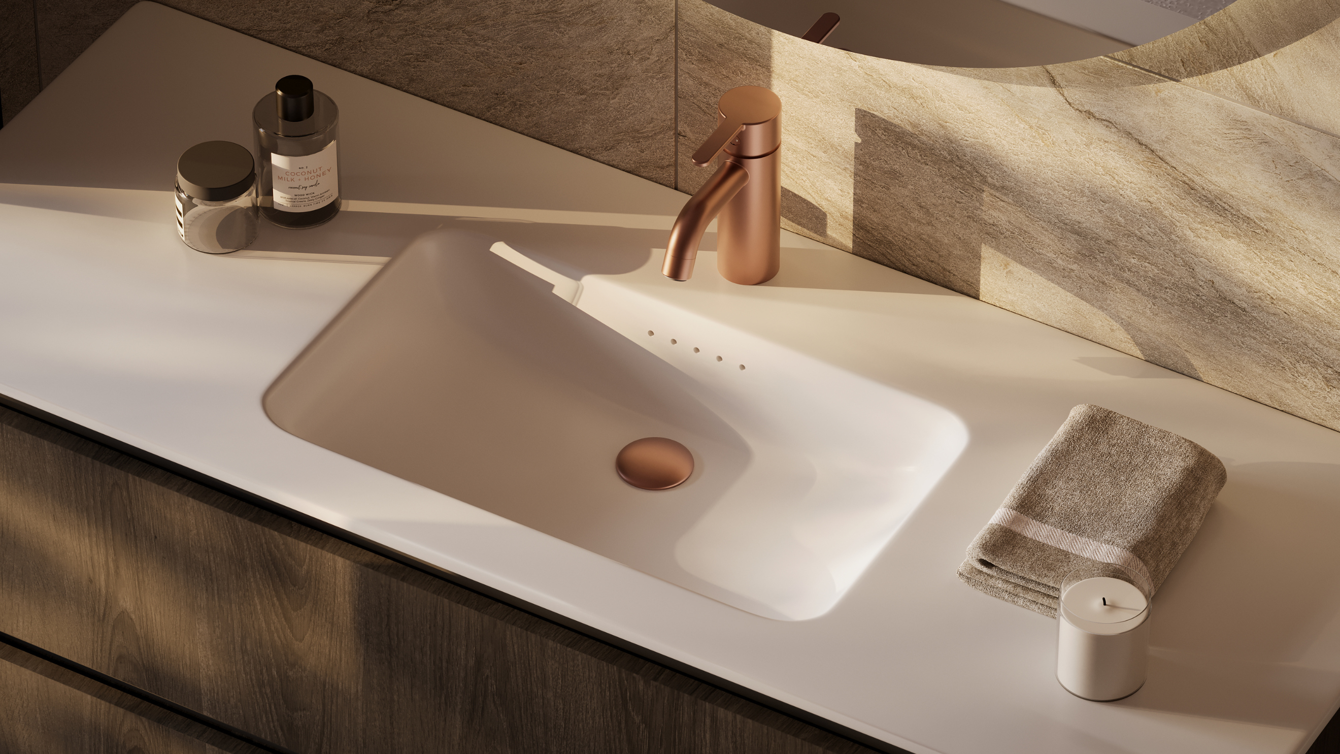 Oppgrader badet med servant i Solid surface