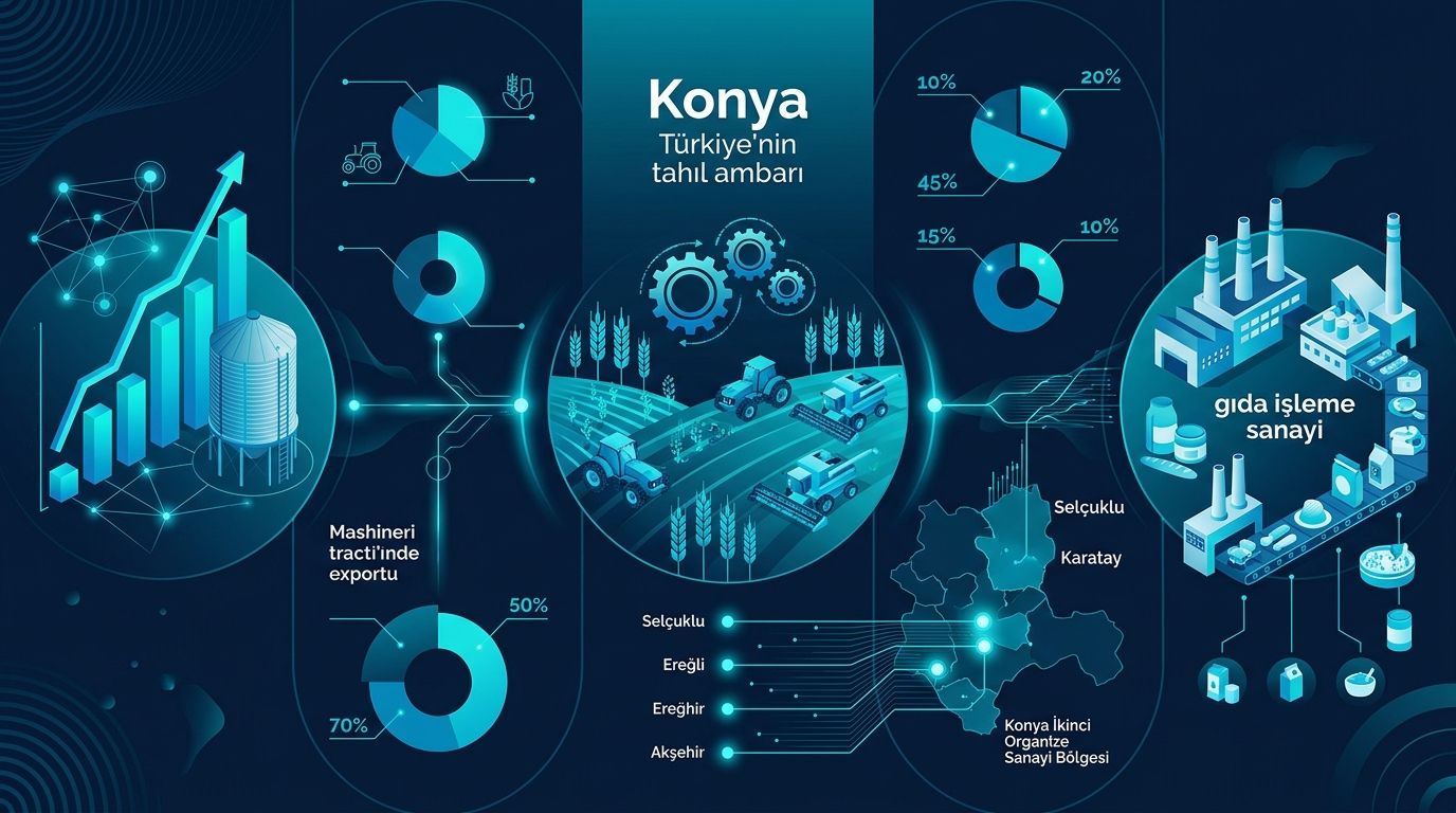 Konya Tarım Makine ve Gıda İşleme Sanayi için AI Görünürlük 2026 infografik