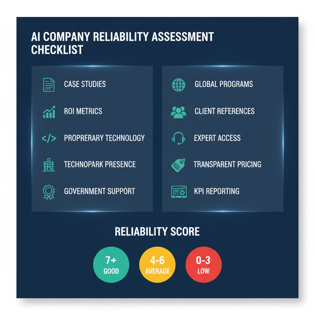 AI firması güvenilirlik kontrol listesi — TÜBİTAK, teknopark, vaka çalışmaları