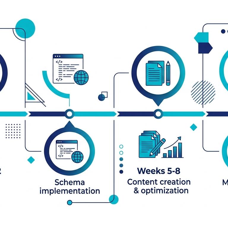 12 haftalık Local SEO + GEO sprint timeline infografik görseli