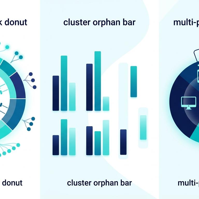 Pillar+cluster optimizasyon framework özet infografik - 3 panel istatistik