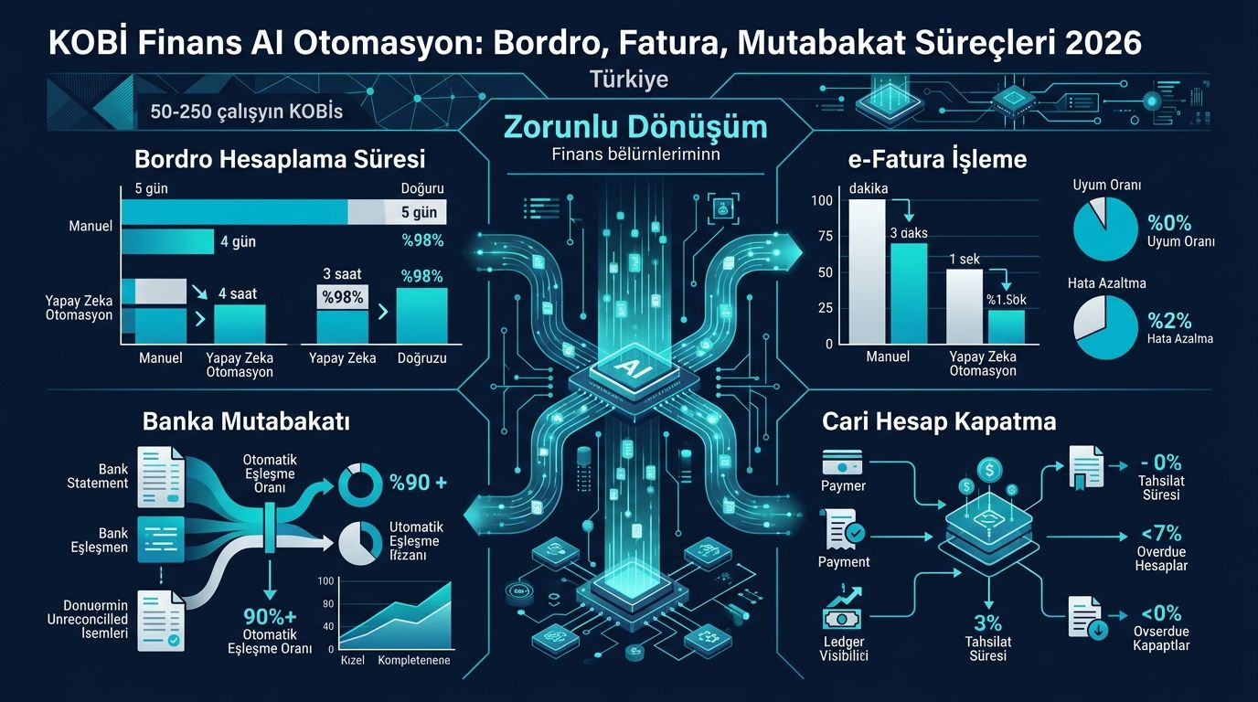 KOBİ Finans AI Otomasyon: Bordro, Fatura, Mutabakat Süreçleri 2026 istatistik infografiği