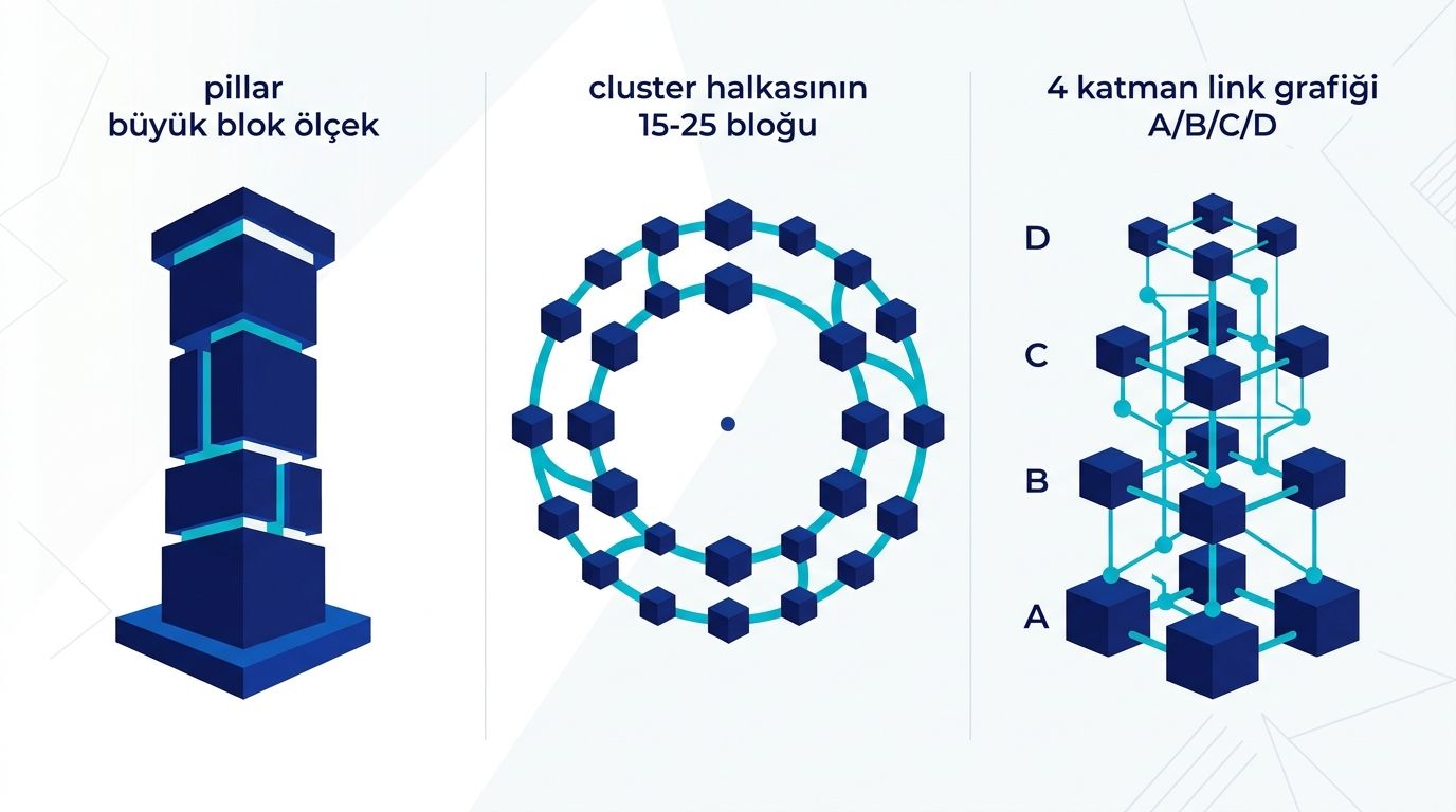 Pillar Cluster İçerik Mimarisi: Türkçe Site için - özet infografik