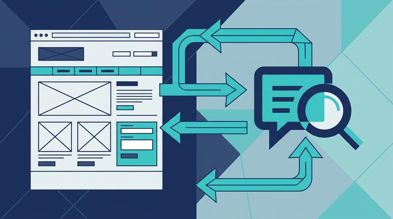 MedicalBusiness Schema.org çift-yönlü sinyal akışı — klinik web sitesi ve AI cevap motoru arası turkuaz veri okları