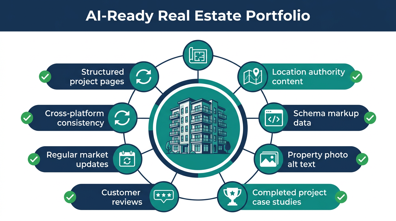 Gayrimenkul firmaları için 5 adımlı GEO stratejisi infografiği