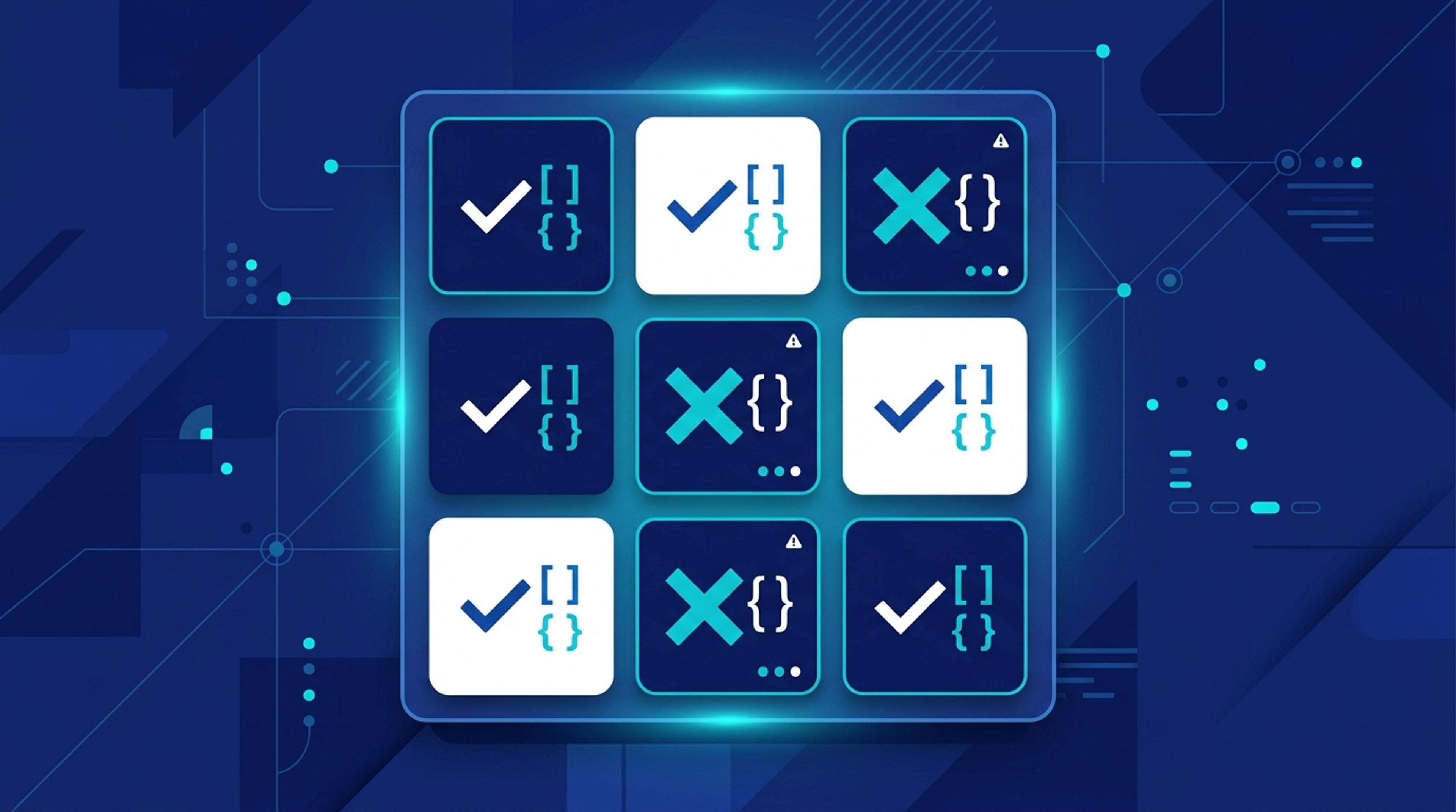 Schema Markup Doğrulayıcı: 9 Yaygın Hata + Çözüm Rehberi - Schema validator hata listesi soyut görseli