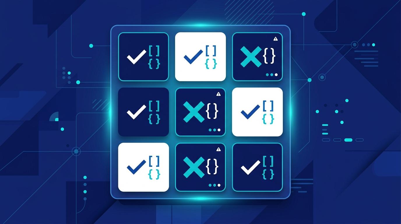 Schema Markup Doğrulayıcı: 9 Yaygın Hata + Çözüm Rehberi - Schema validator hata listesi soyut görseli