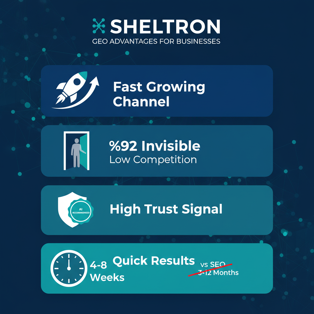 GEO'nun güçlü yanları — AI arama görünürlüğü, düşük rekabet ve hızlı sonuç döngüsü