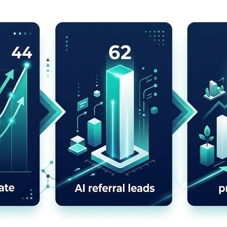 Bursa peyzaj firması vakası 12 hafta sonuç infografik — %5→%44 mention rate eğrisi + +%62 lead + +%180 teklif bar