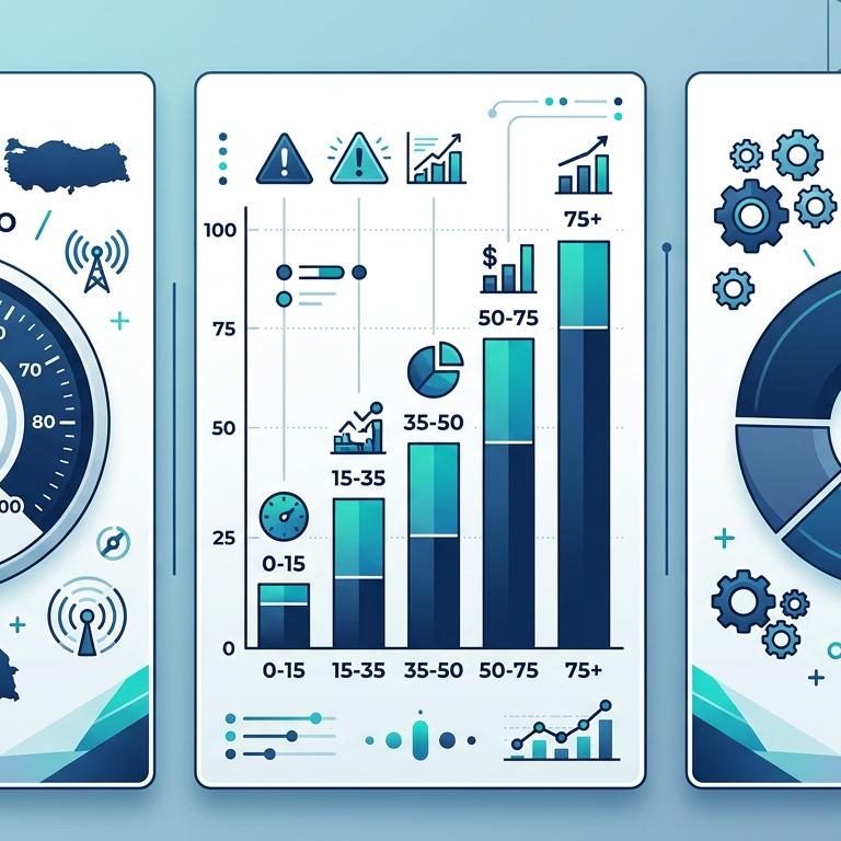 9 senaryo derinleştirme istatistik infografik — Türkiye GEO medyanı 24/100 gauge, 9 senaryo bar chart, Princeton ve AirOps istatistikleri üç panel