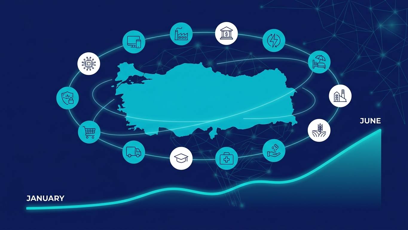2026 yıl ortası Türkiye GEO yarı-yıl raporu — 12 sektör mention rate eğrisi + Ocak-Haziran trend + H2 projeksiyon haritası