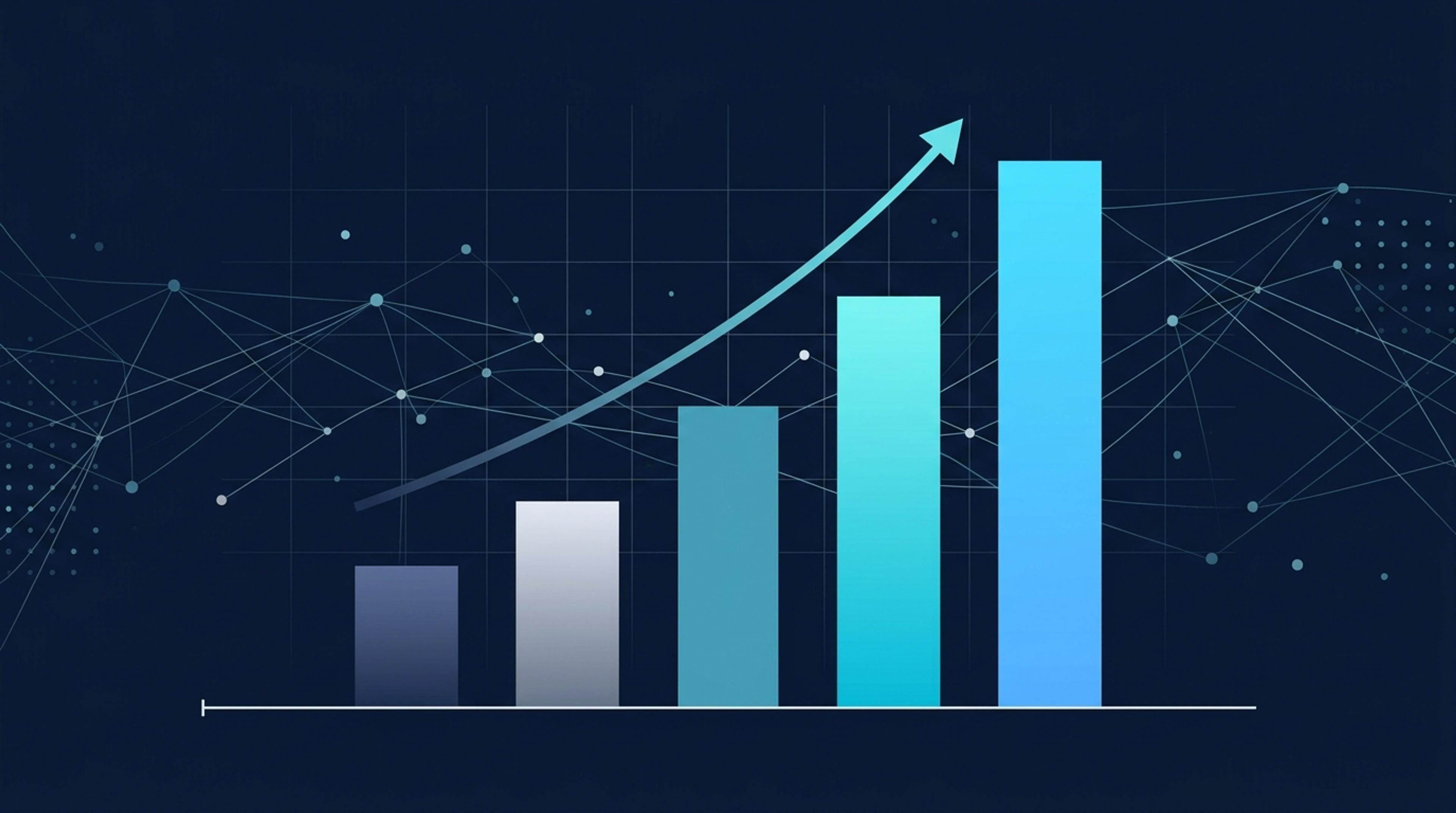 Princeton KDD 2024 +%41 visibility görselleştirmesi: 5 dikey bar soldan sağa keskin yükselen, ilk 2 solgun, son 2 parlak turkuaz, upward trend.