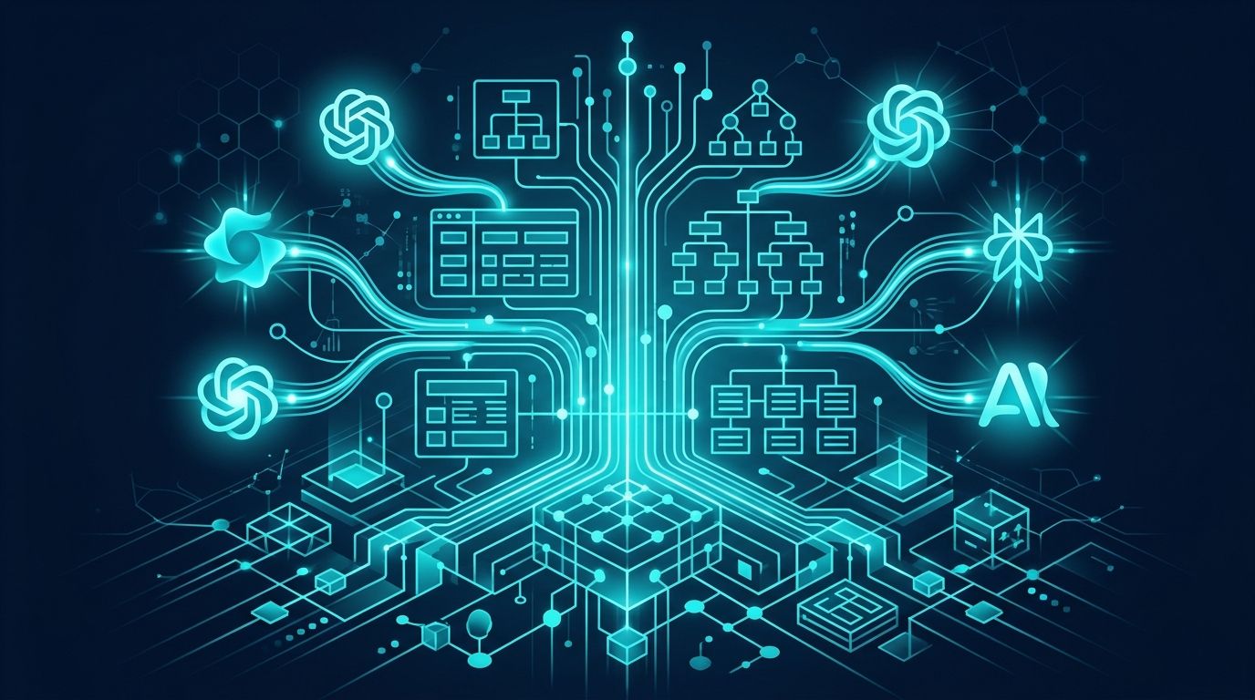 Schema Markup Üretici 12 sektör senaryo tutorial hero — yapısal veri grid, JSON-LD code blocks ve sektörel ikonlar (sağlık, hukuk, finans, e-ticaret, restoran, otel, eğitim, inşaat, oto, gayrimenkul, SaaS, etkinlik)